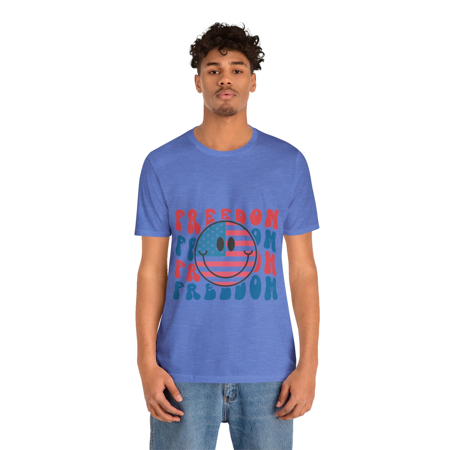 Freedom Smiley Face Flag Unisex Jersey Short Sleeve Tee Patriotic American Flag