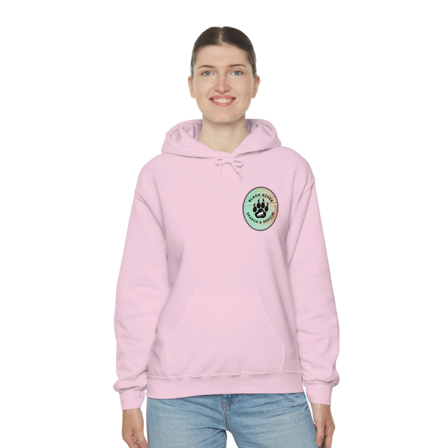 Green and Peach Marble Black River Search & Rescue Logo Unisex Heavy Blend™ Hooded Sweatshirt