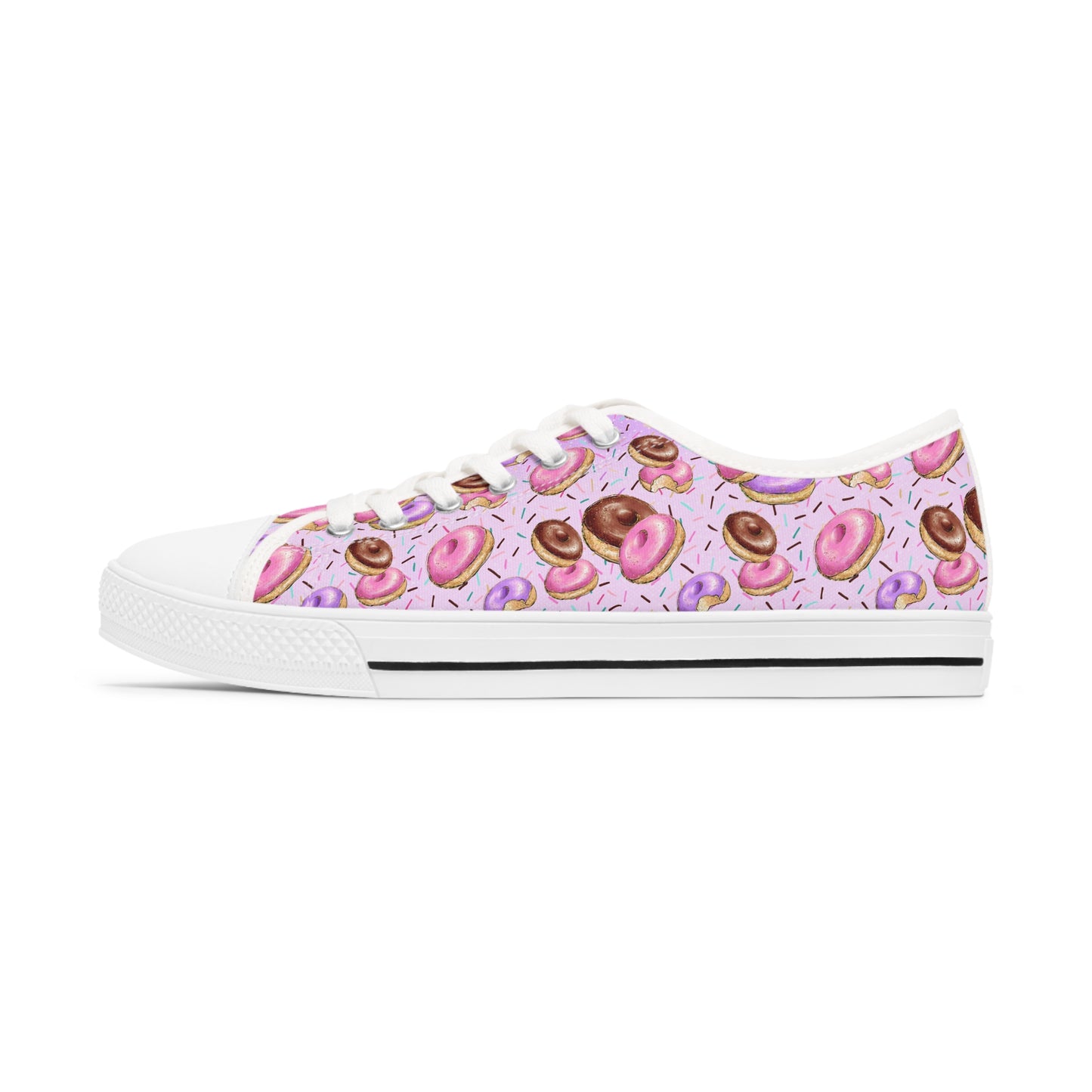 Donut Women's Low Top Sneakers Pink Purple