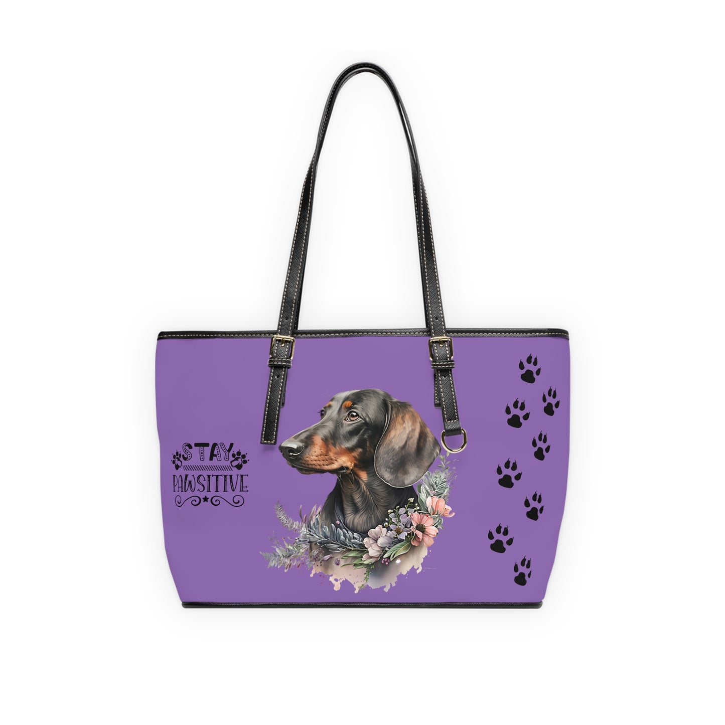 Light purple Dachshund Leather Shoulder Bag You Had Me at Woof Stay Pawsitive