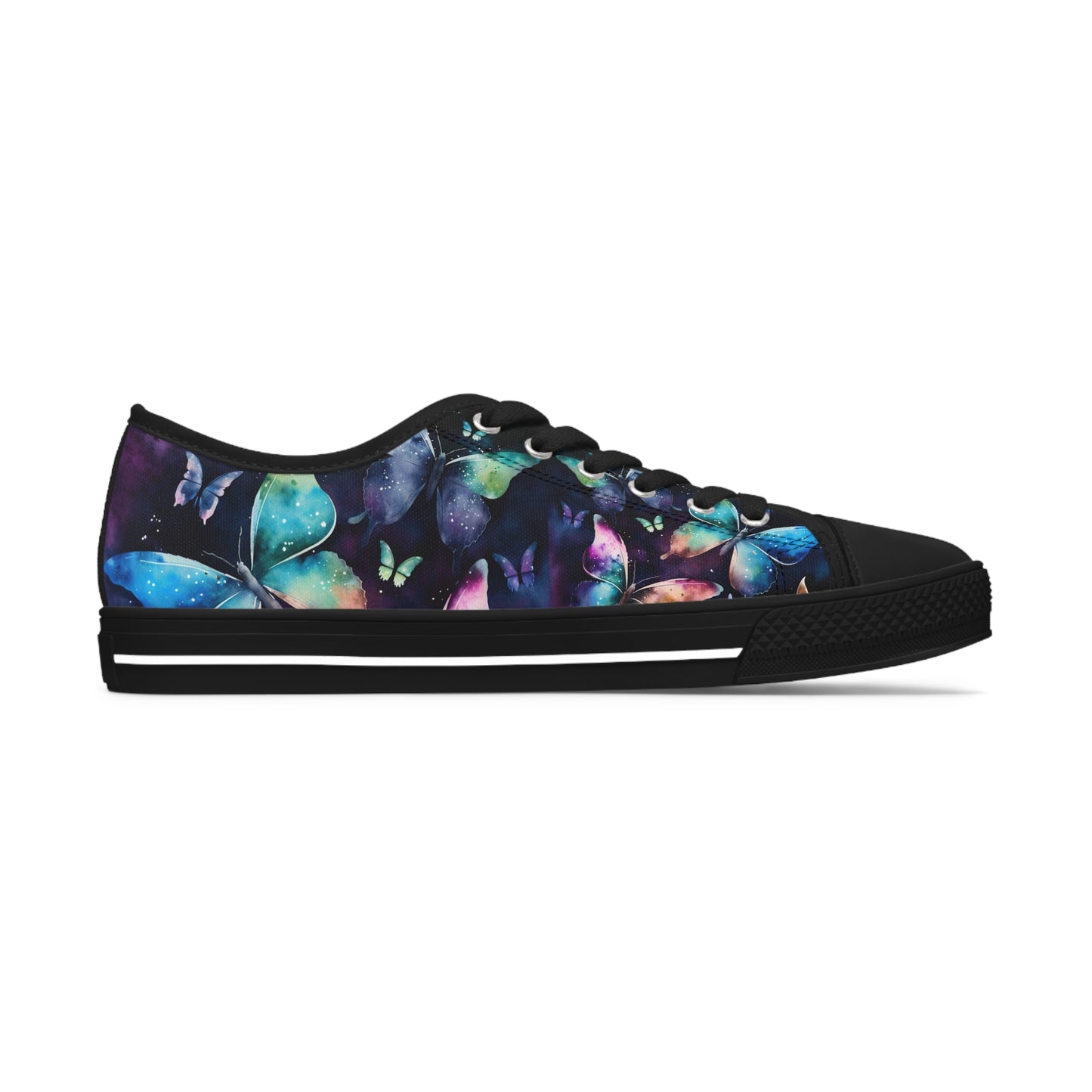 Women's Low Top Sneakers, watercolor butterfly, multi-color