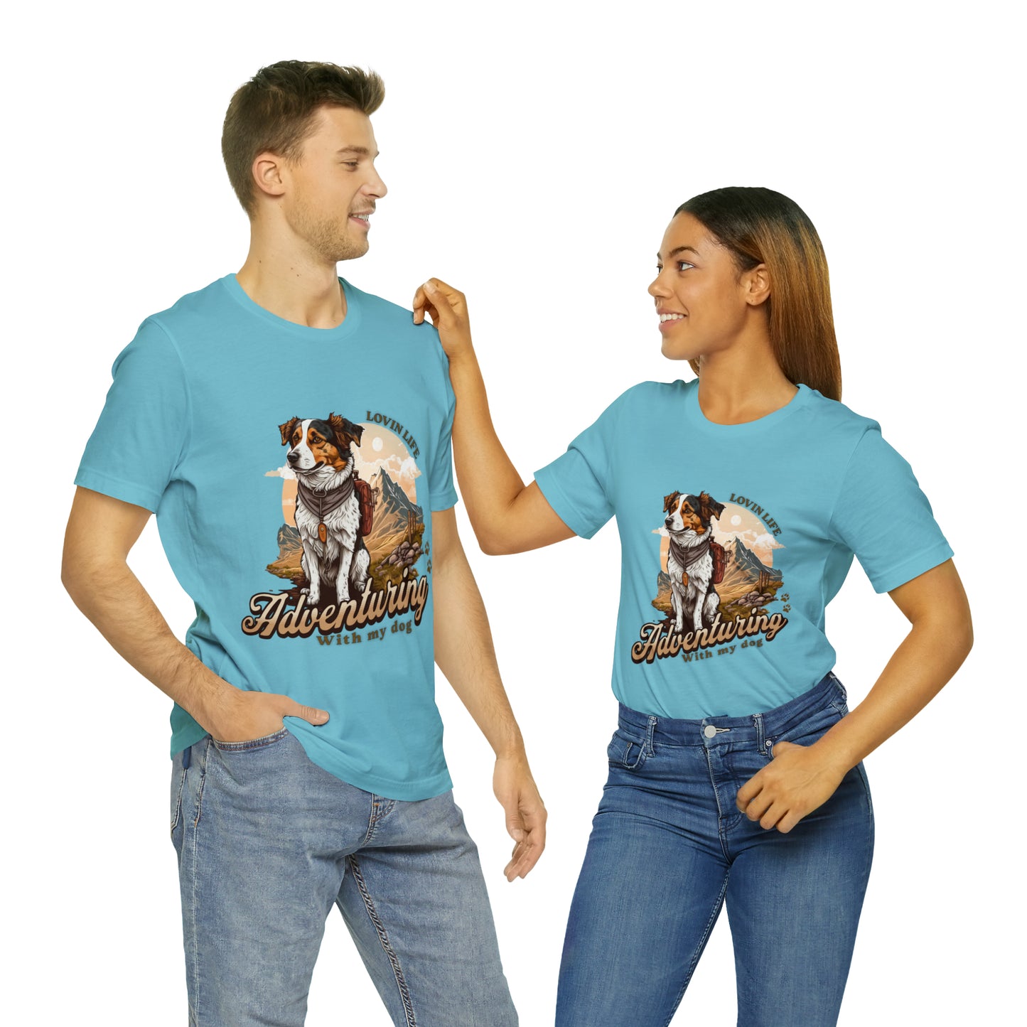 Adventuring with my Dog Short Sleeve Tee, Vintage Outdoor theme