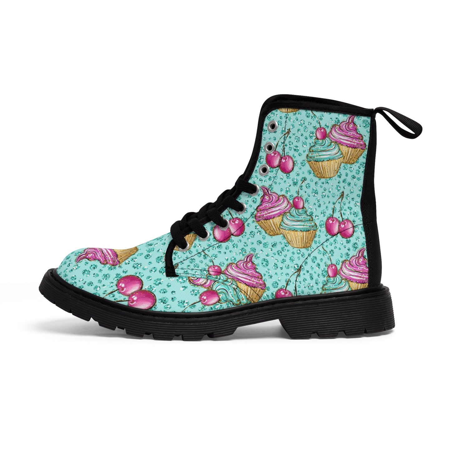 Cupcake Green and Pink Women's Canvas Boots