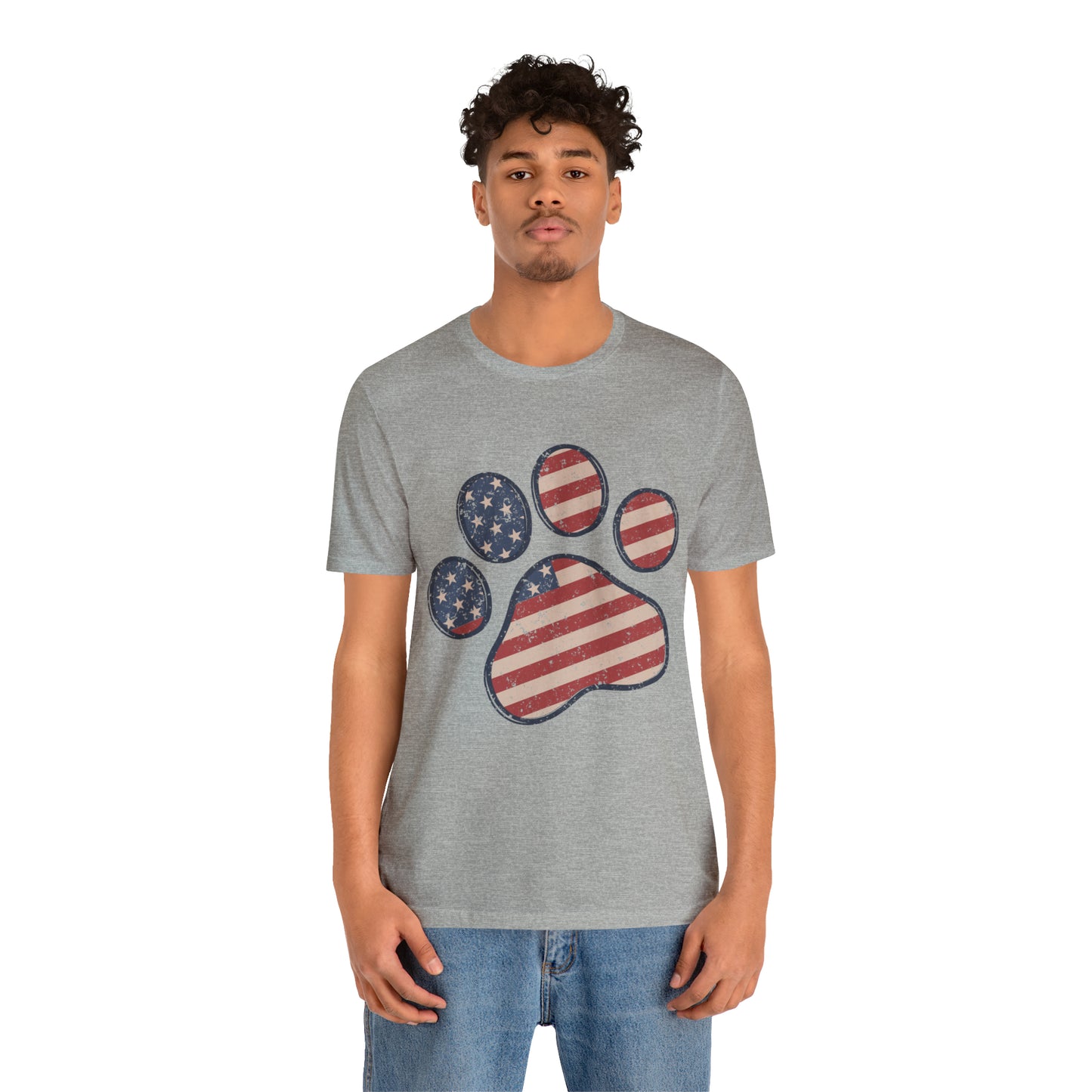 4th of July Pawprint Unisex Jersey Short Sleeve Tee Patriotic American Flag