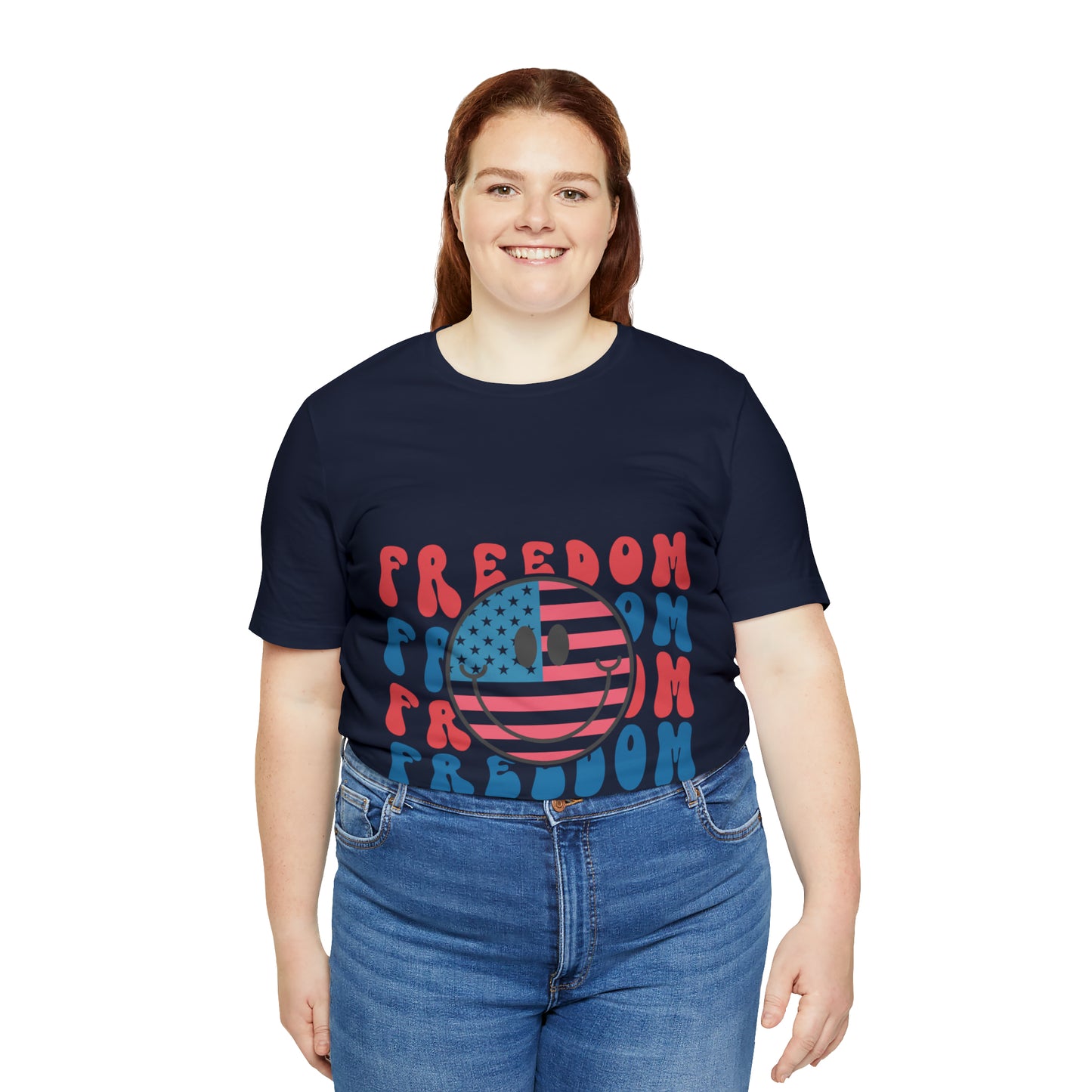 Freedom Smiley Face Flag Unisex Jersey Short Sleeve Tee Patriotic American Flag