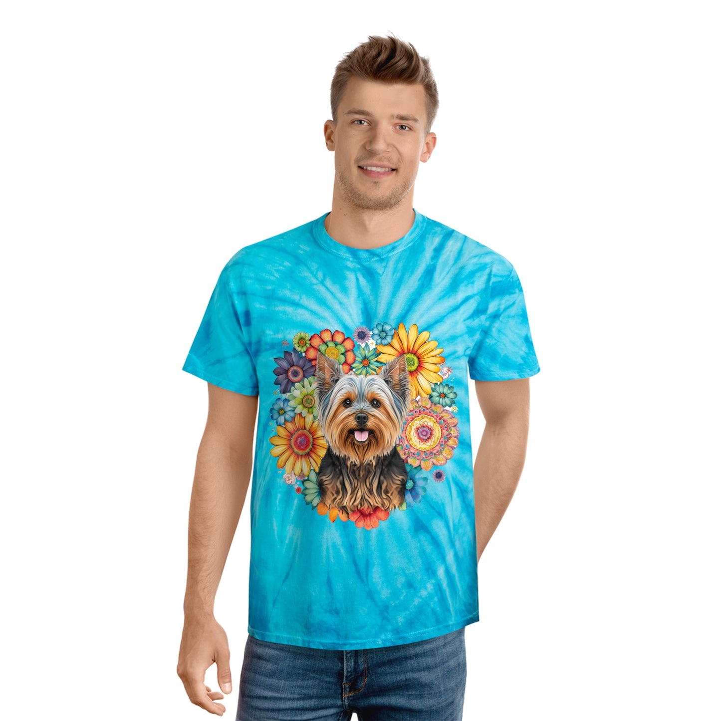 Yorkie pawprint Love Tie-Dye Tee, Cyclone