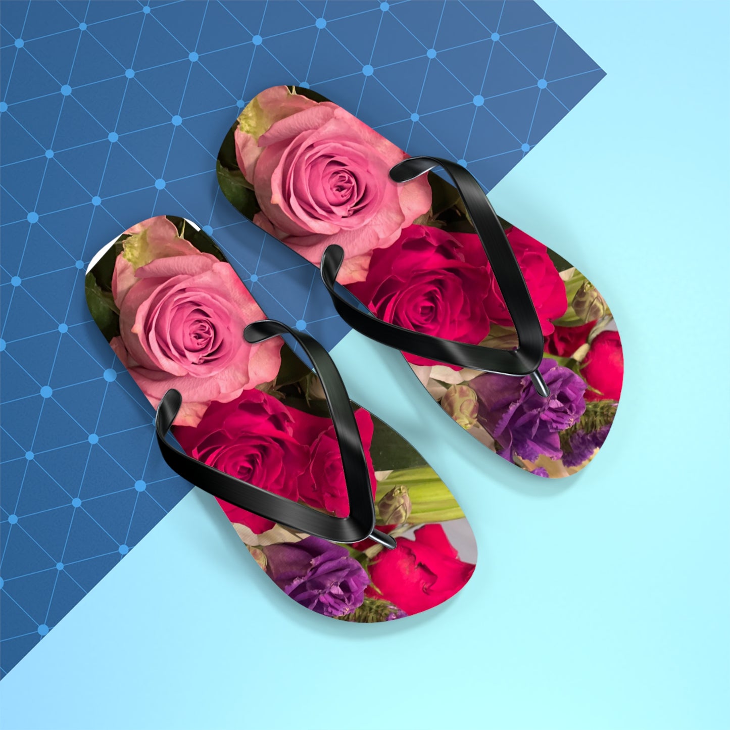 Flip Flops, roses, flowers, red, pink, purple