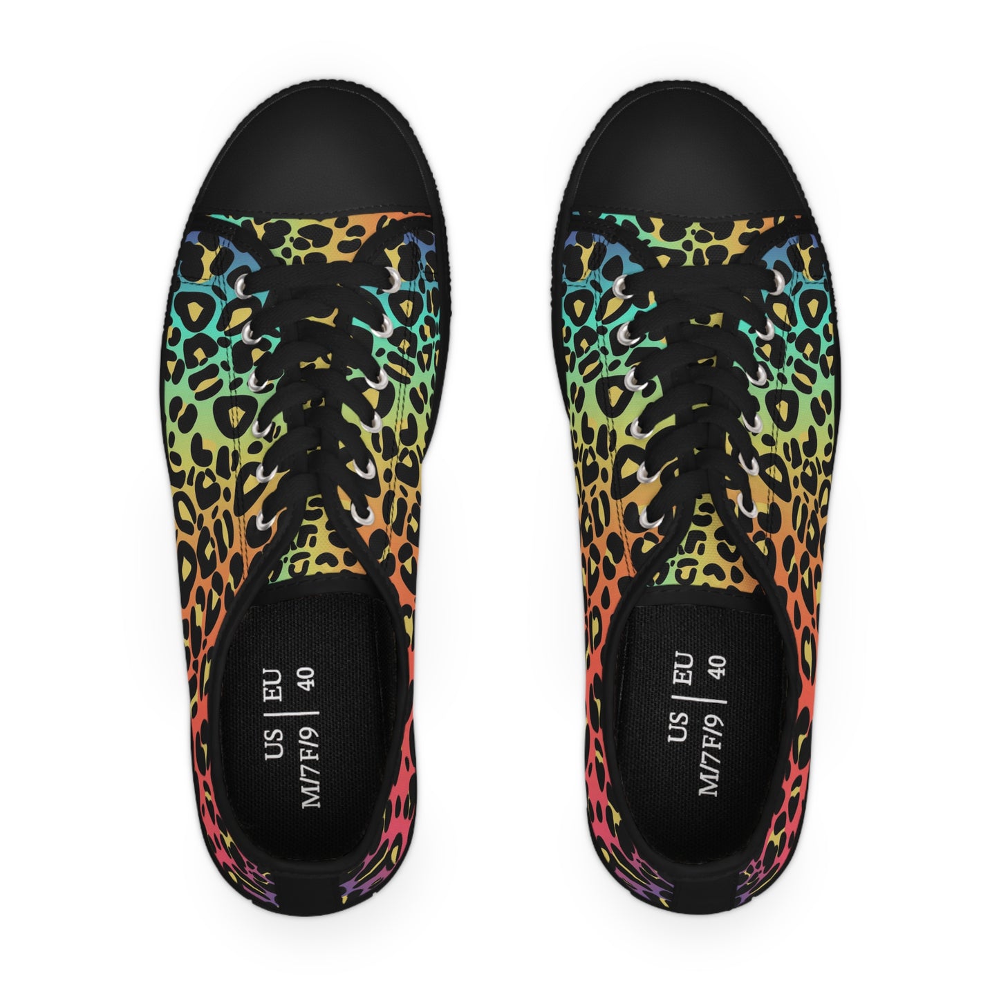 Women's Low Top Sneakers, Rainbow leopard print