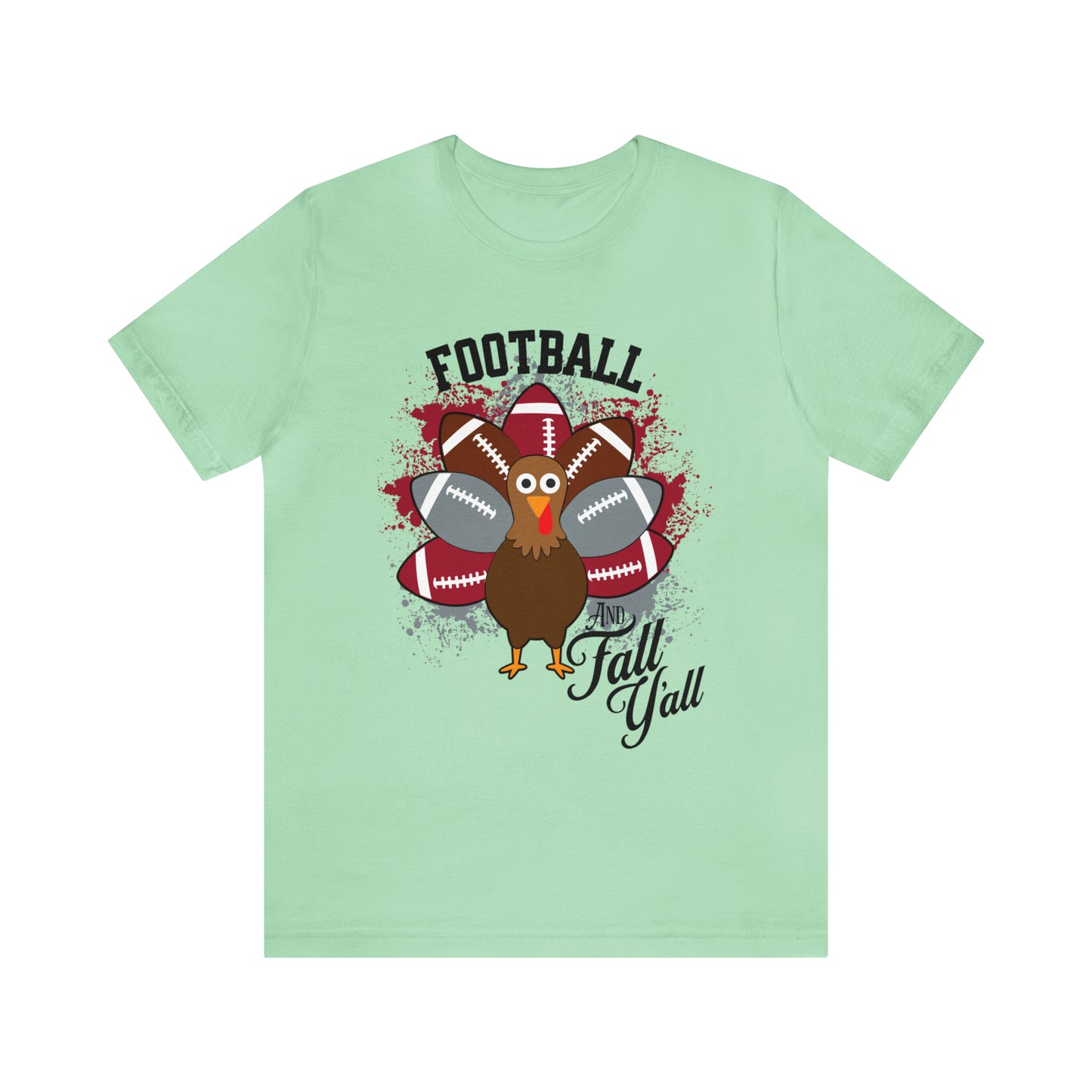 Custom Crimson and Gray Football and Fall Short Sleeve Tee, Football and turkey shirt, Alabama