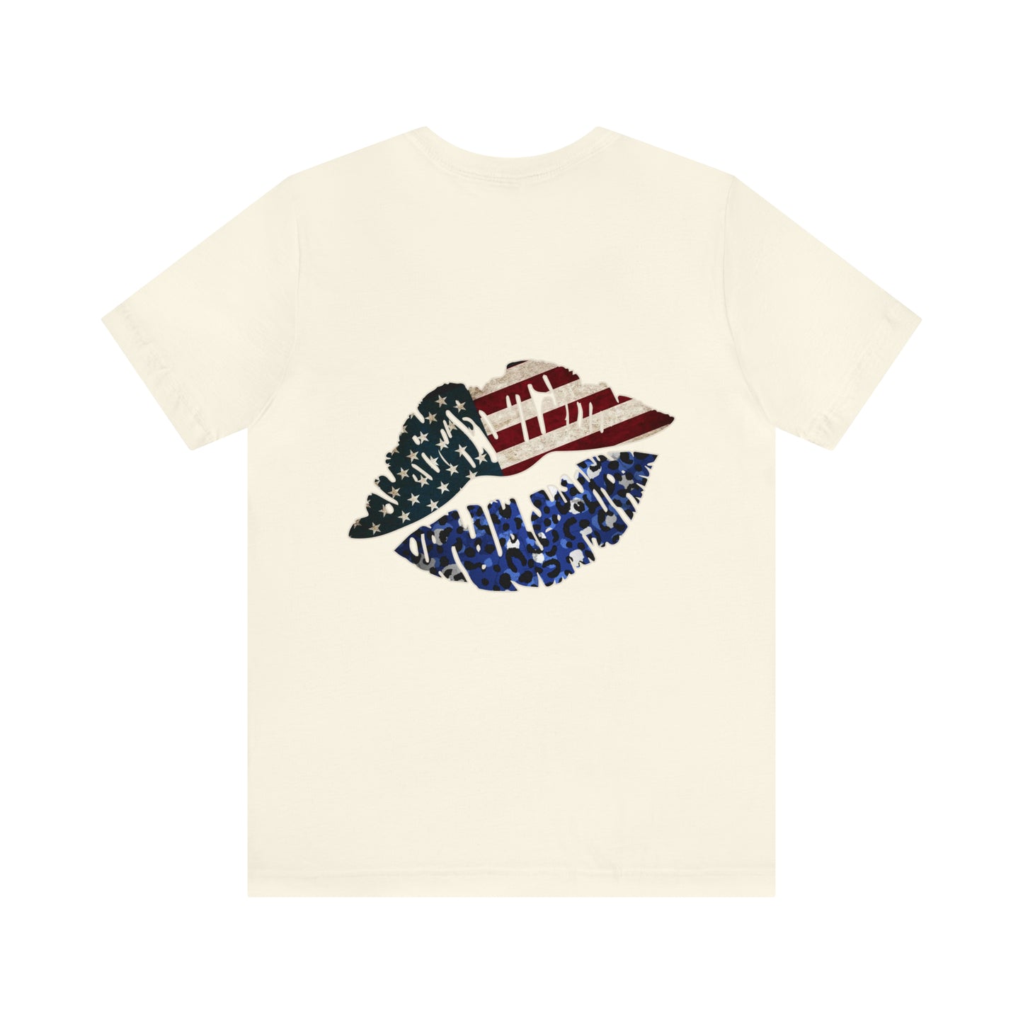 American Flag Lips 4th of July Unisex Jersey Short Sleeve Tee Patriotic Retro