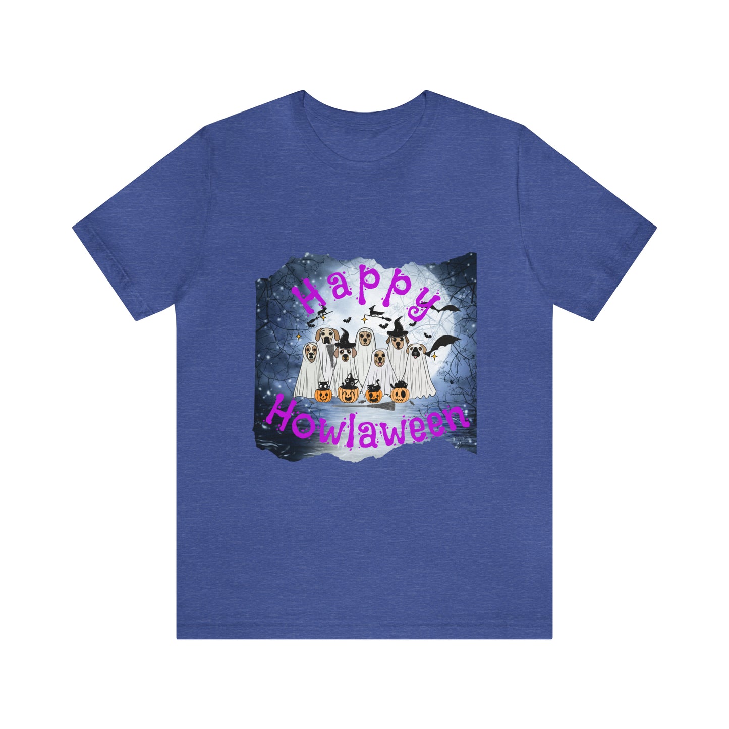 Happy Howlaween Dog Purple Short Sleeve Tee, Halloween shirt