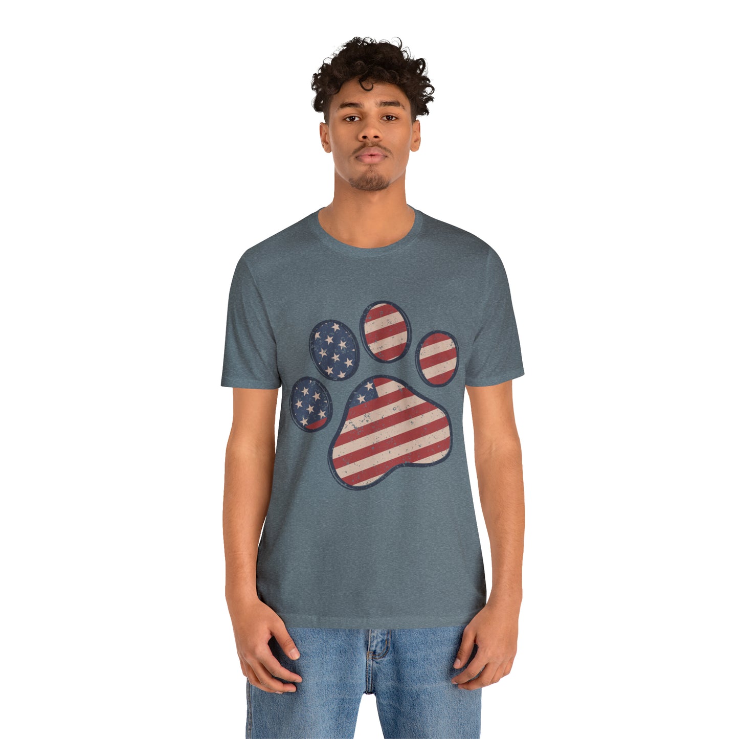 4th of July Pawprint Unisex Jersey Short Sleeve Tee Patriotic American Flag