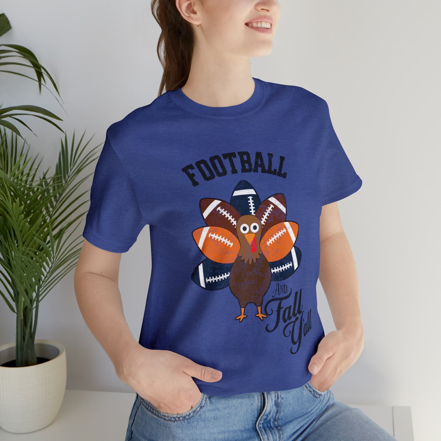 Vintage Dark Blue and Orange Football and Fall Short Sleeve Tee, Football and turkey shirt, Auburn