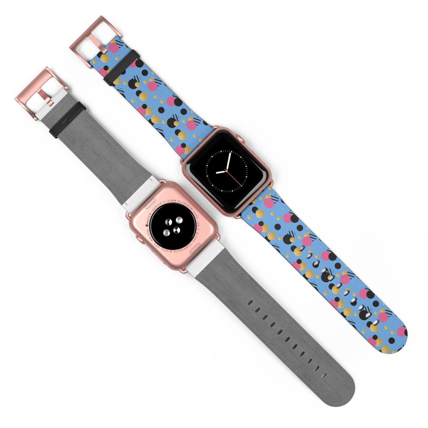 Pink Black Gold Polka Dot light Blue Apple Watch Band