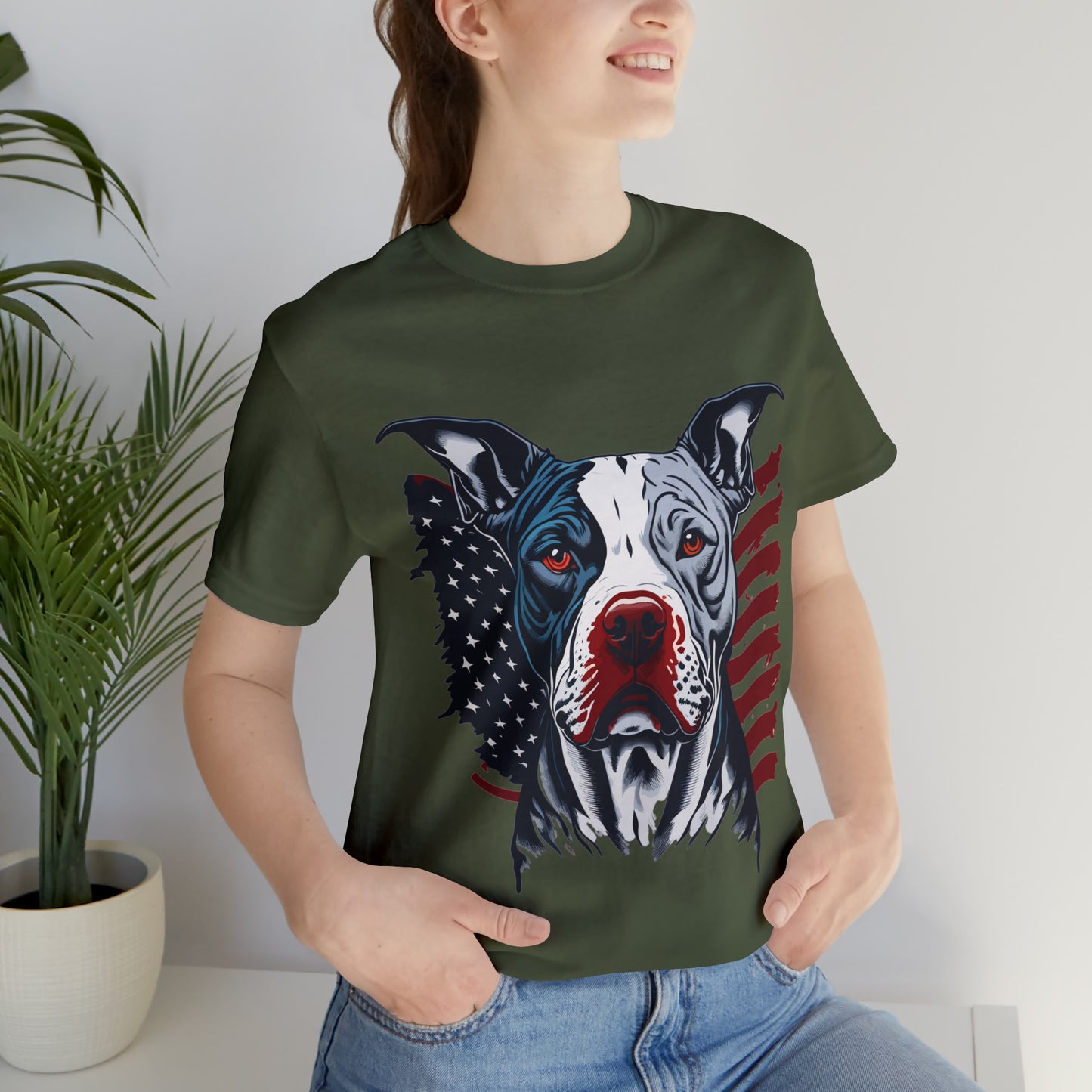 Pit bull 4th of July Unisex Jersey Short Sleeve Tee Patriotic