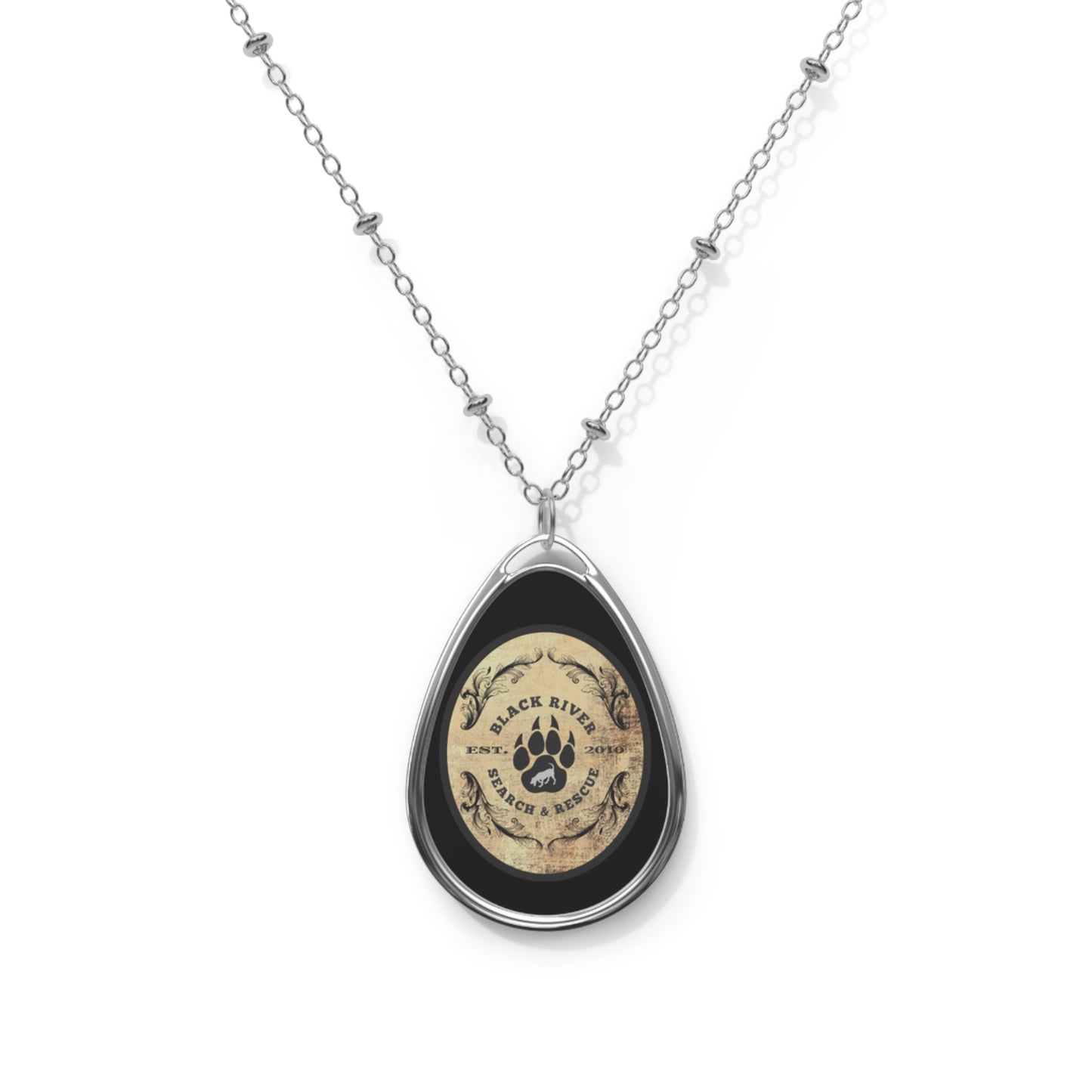 Black River Search and Rescue Logo Oval Necklace