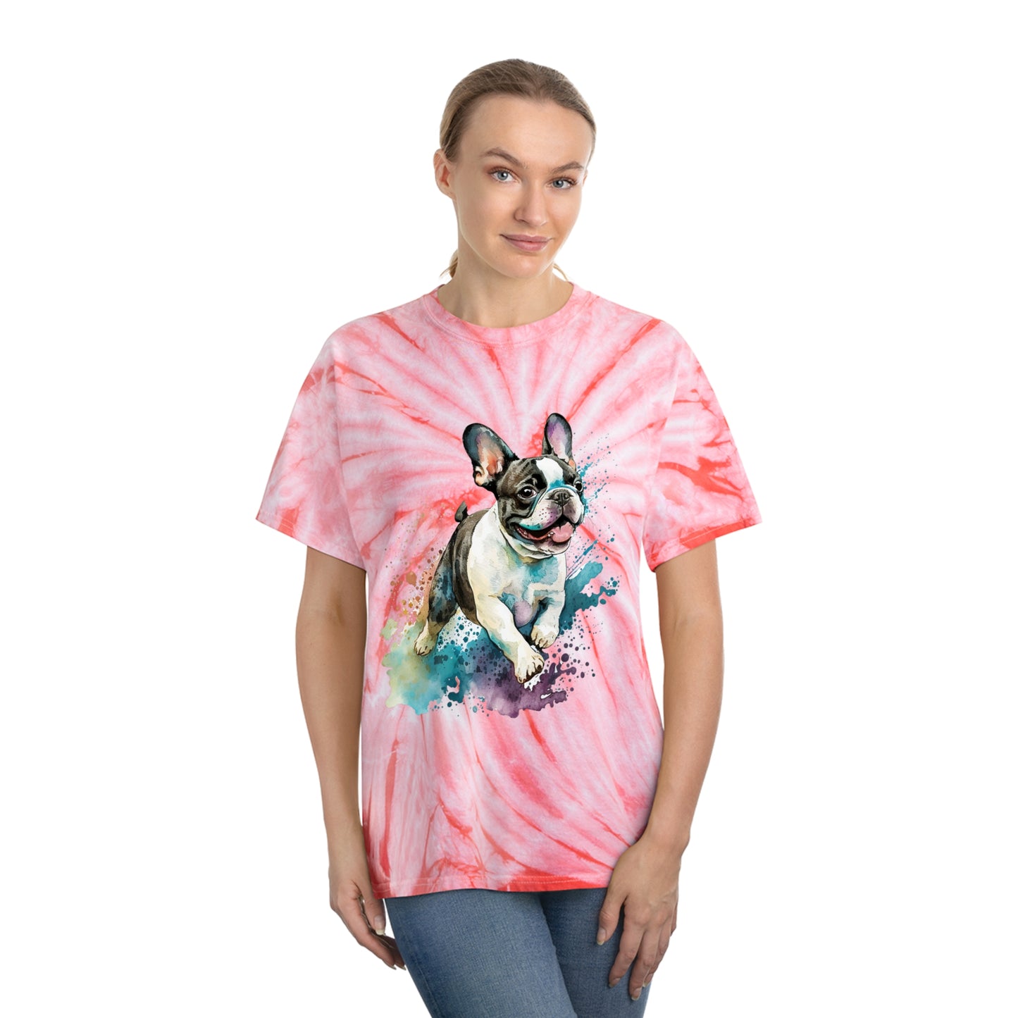 French Bulldog pawprint Love Tie-Dye Tee, Cyclone
