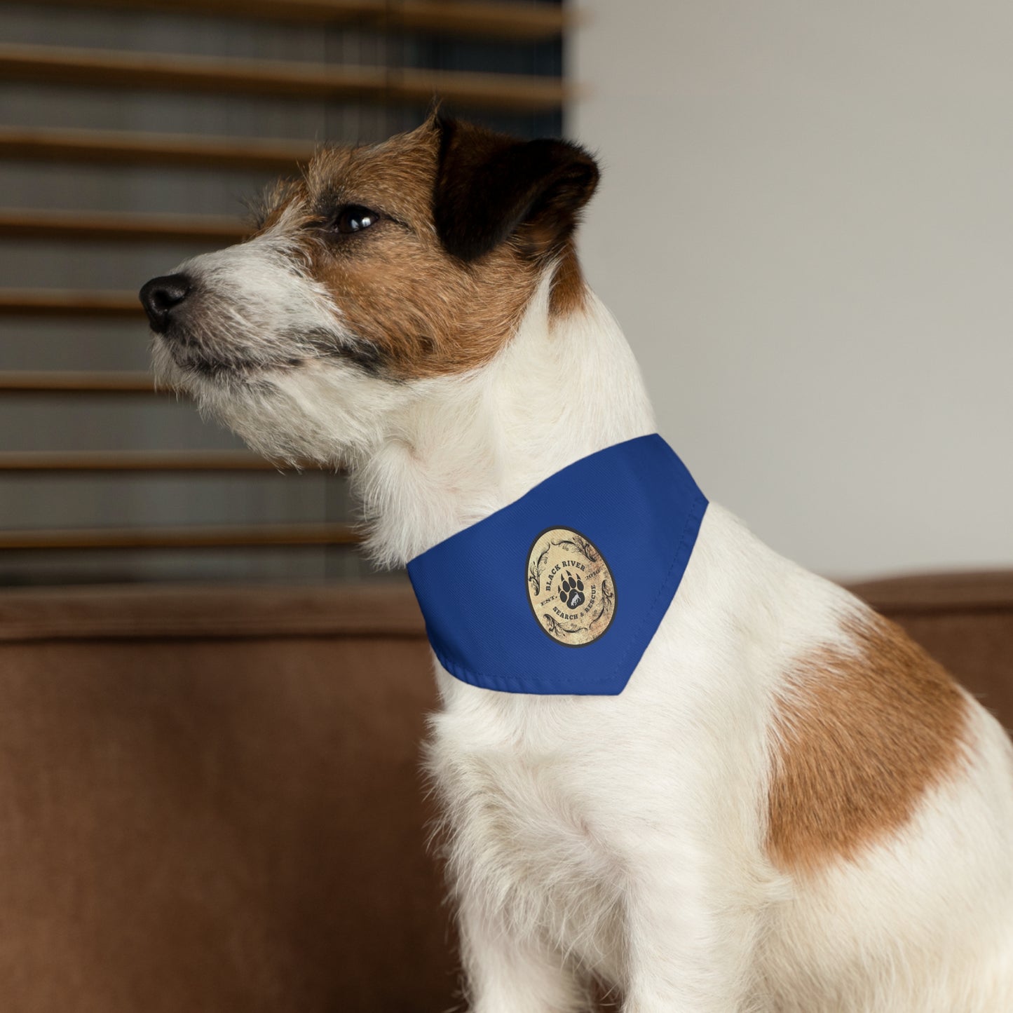 Blue Black River Search & Rescue Logo Pet Bandana Collar