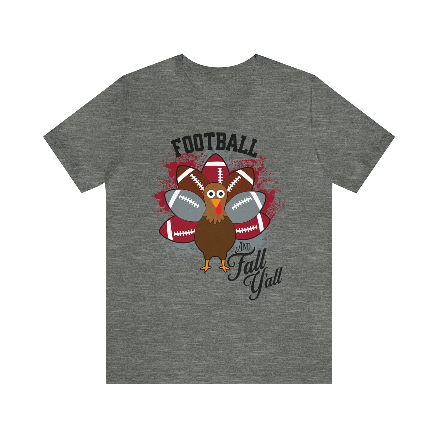 Custom Crimson and Gray Football and Fall Short Sleeve Tee, Football and turkey shirt, Alabama