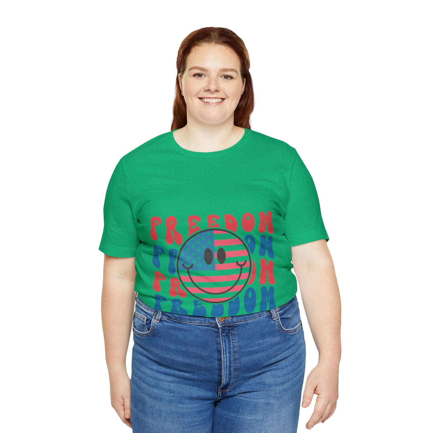 Freedom Smiley Face Flag Unisex Jersey Short Sleeve Tee Patriotic American Flag