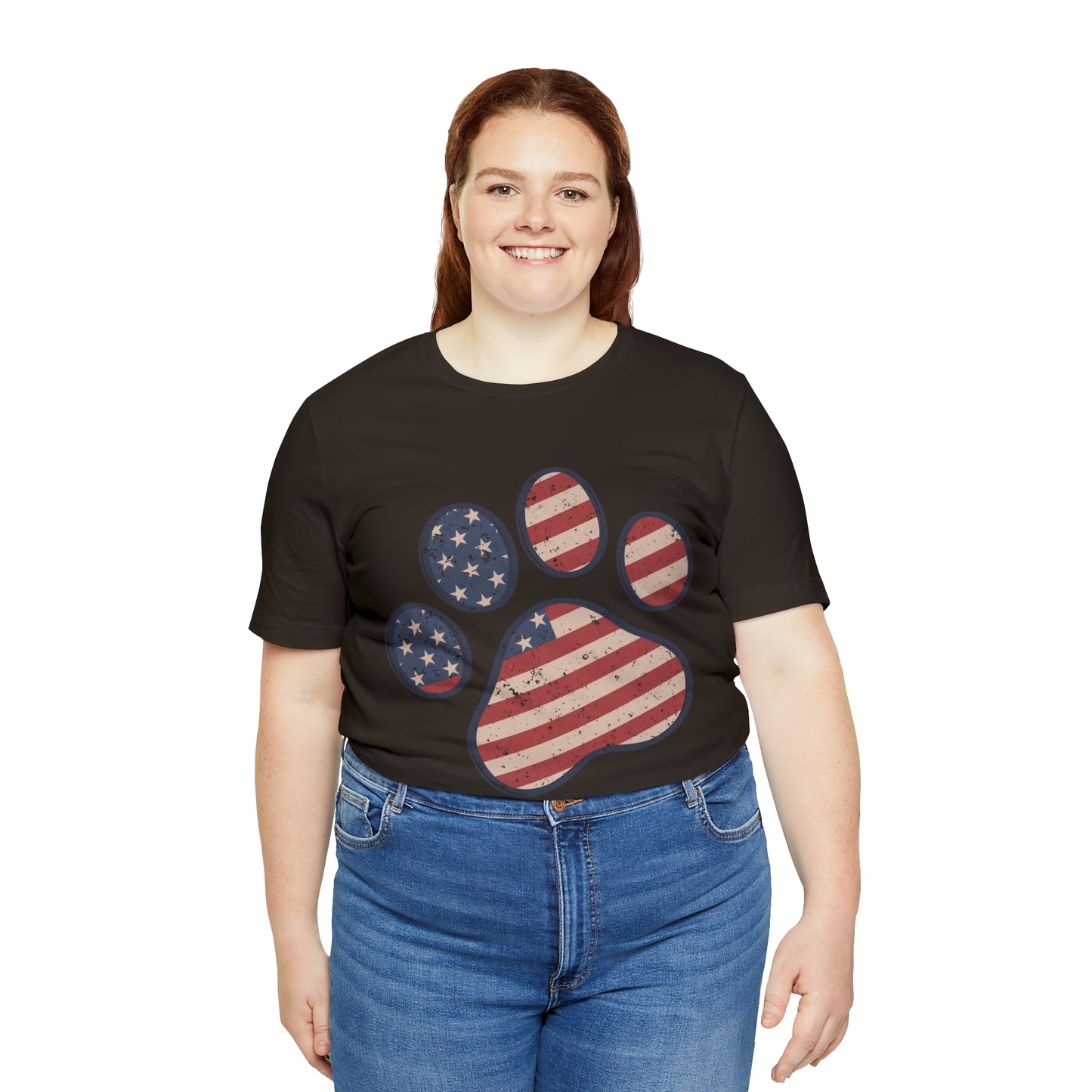 4th of July Pawprint Unisex Jersey Short Sleeve Tee Patriotic American Flag