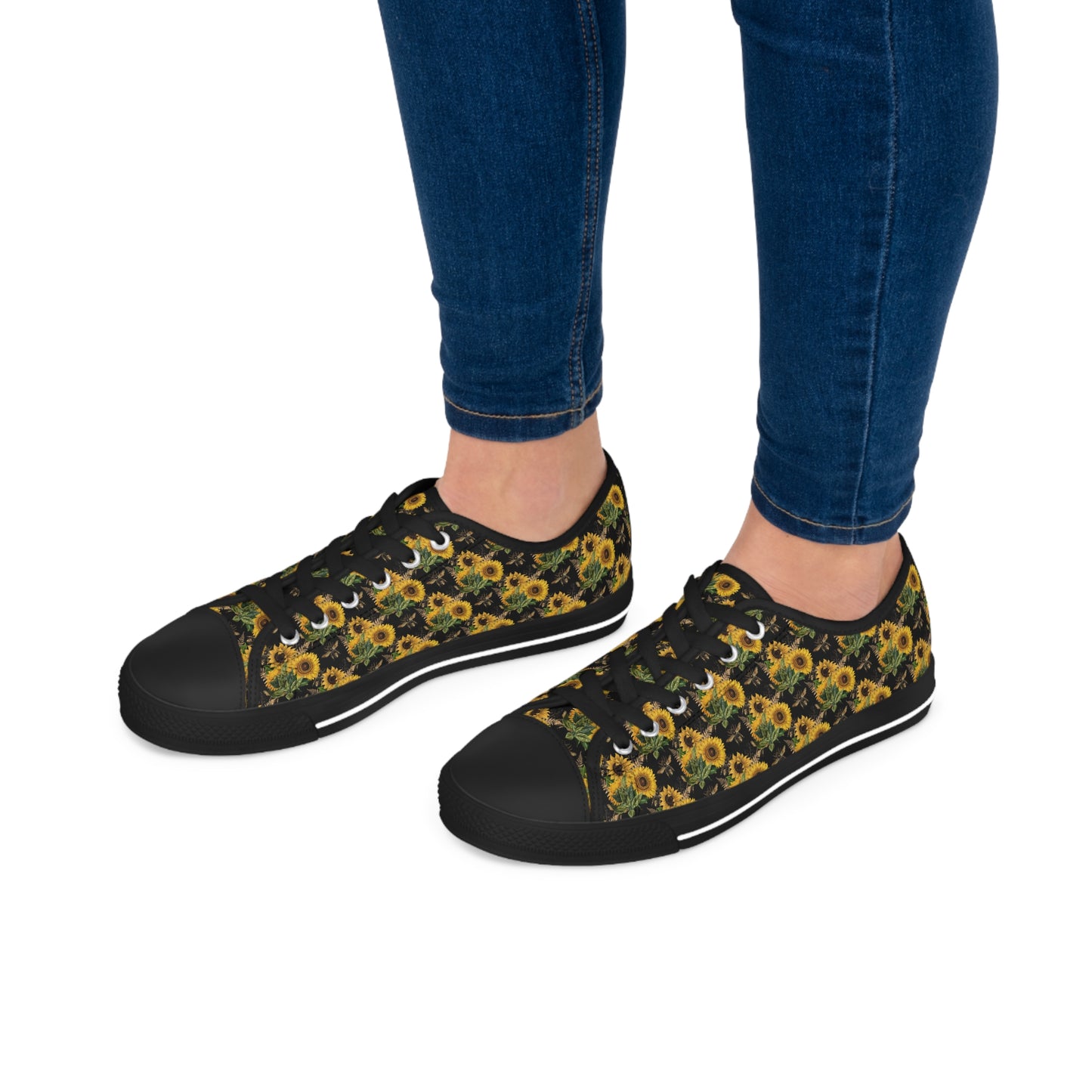 Women's Low Top Sunflower and Bee Sneakers