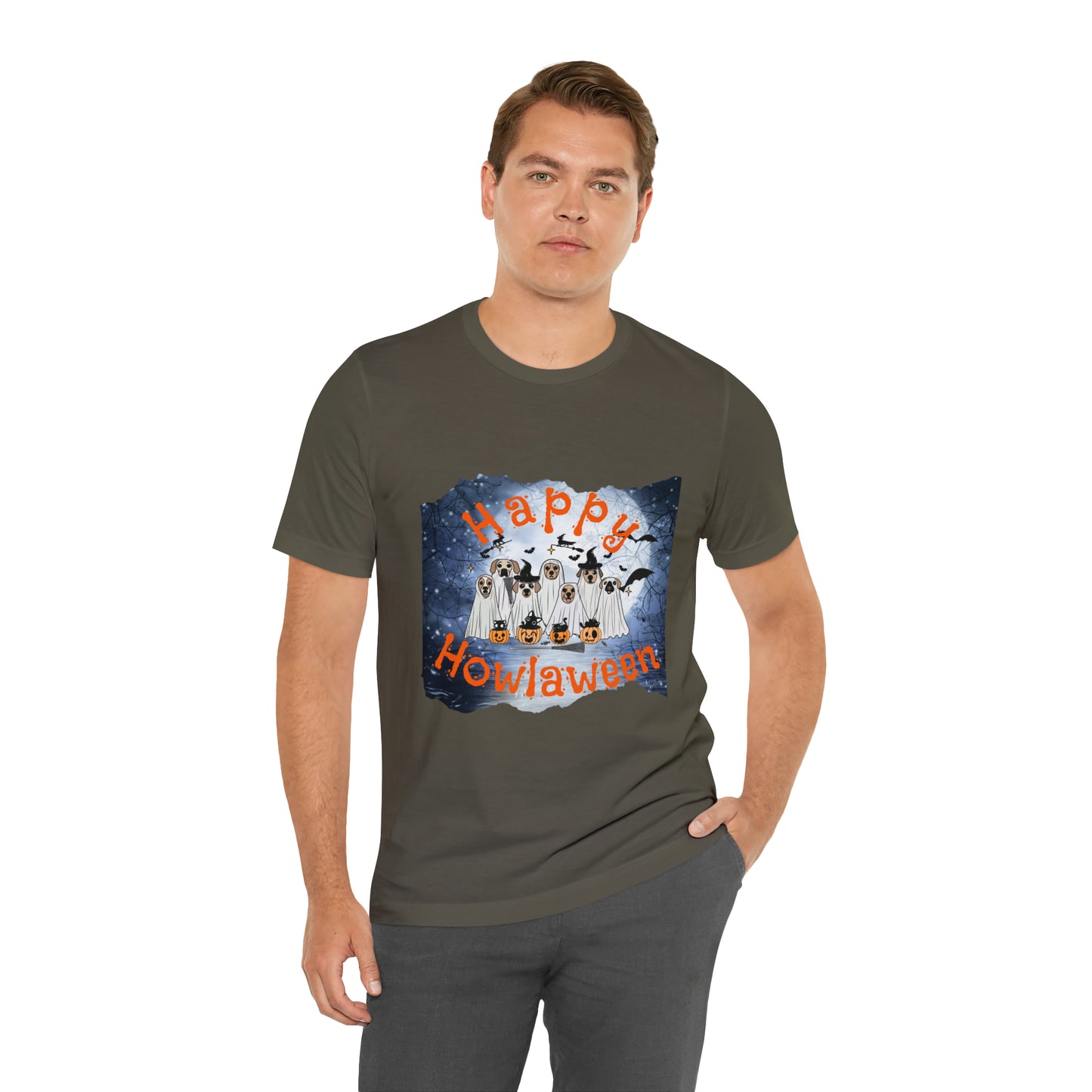 Happy Howlaween Dog Short Sleeve Tee, Halloween shirt