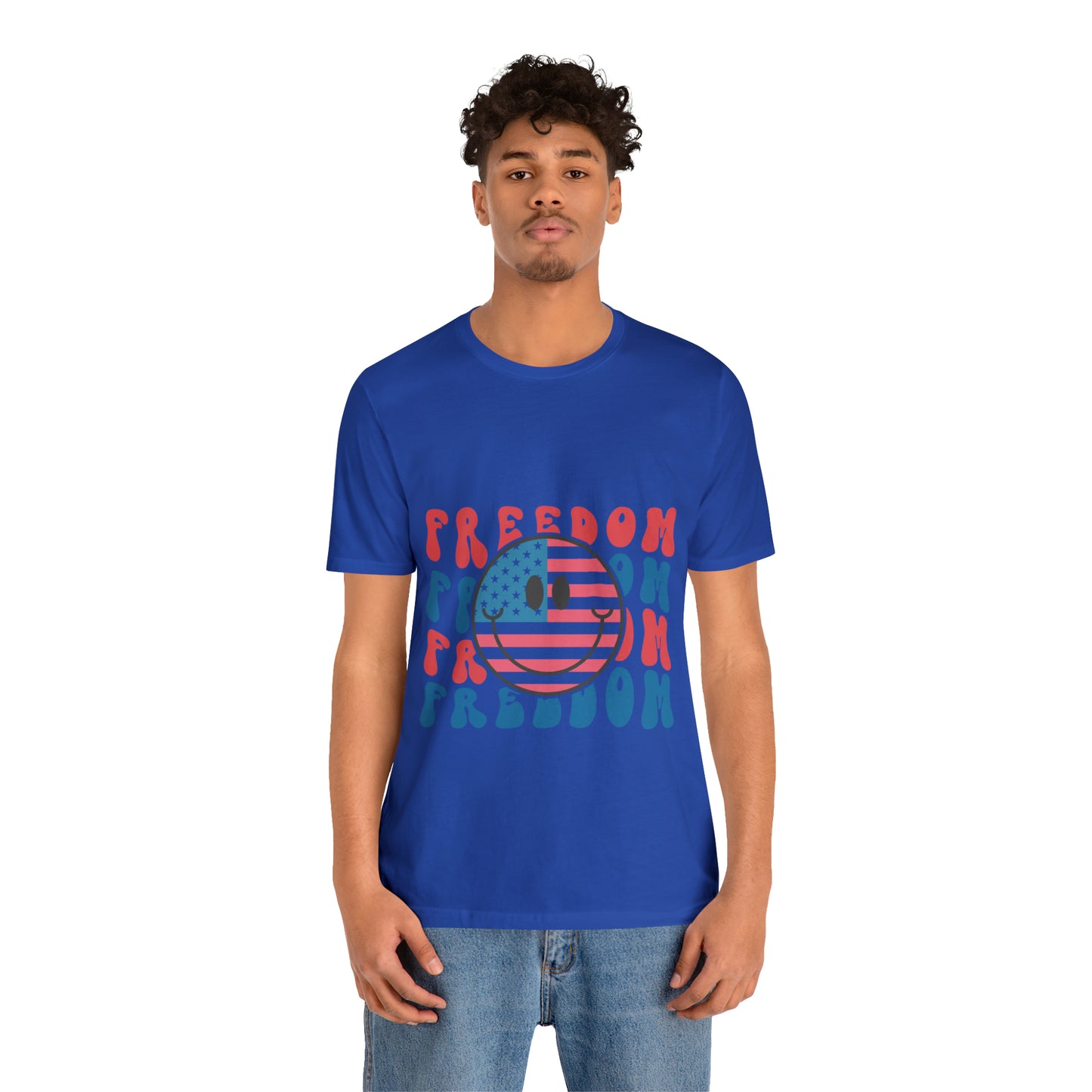 Freedom Smiley Face Flag Unisex Jersey Short Sleeve Tee Patriotic American Flag