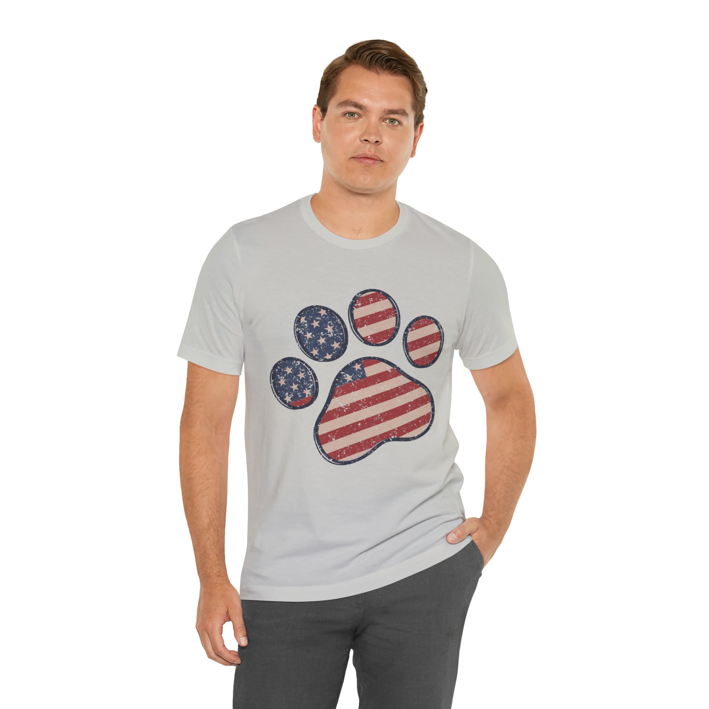 4th of July Pawprint Unisex Jersey Short Sleeve Tee Patriotic American Flag
