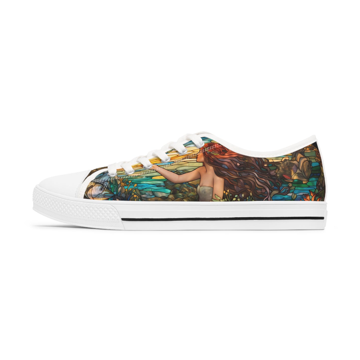 Women's Low Top Sneakers, Mermaid, Sea