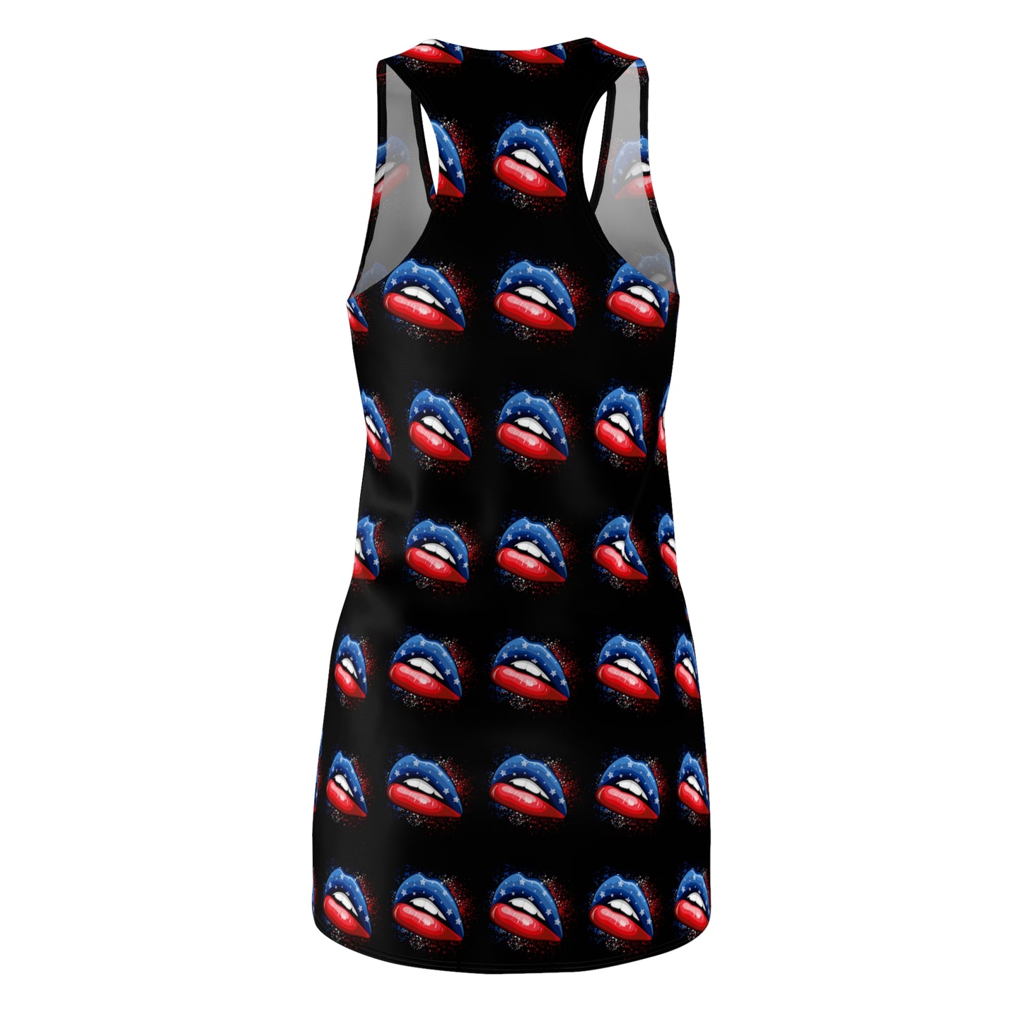 4th of July Lips Women's Cut & Sew Racerback Dress Patriotic