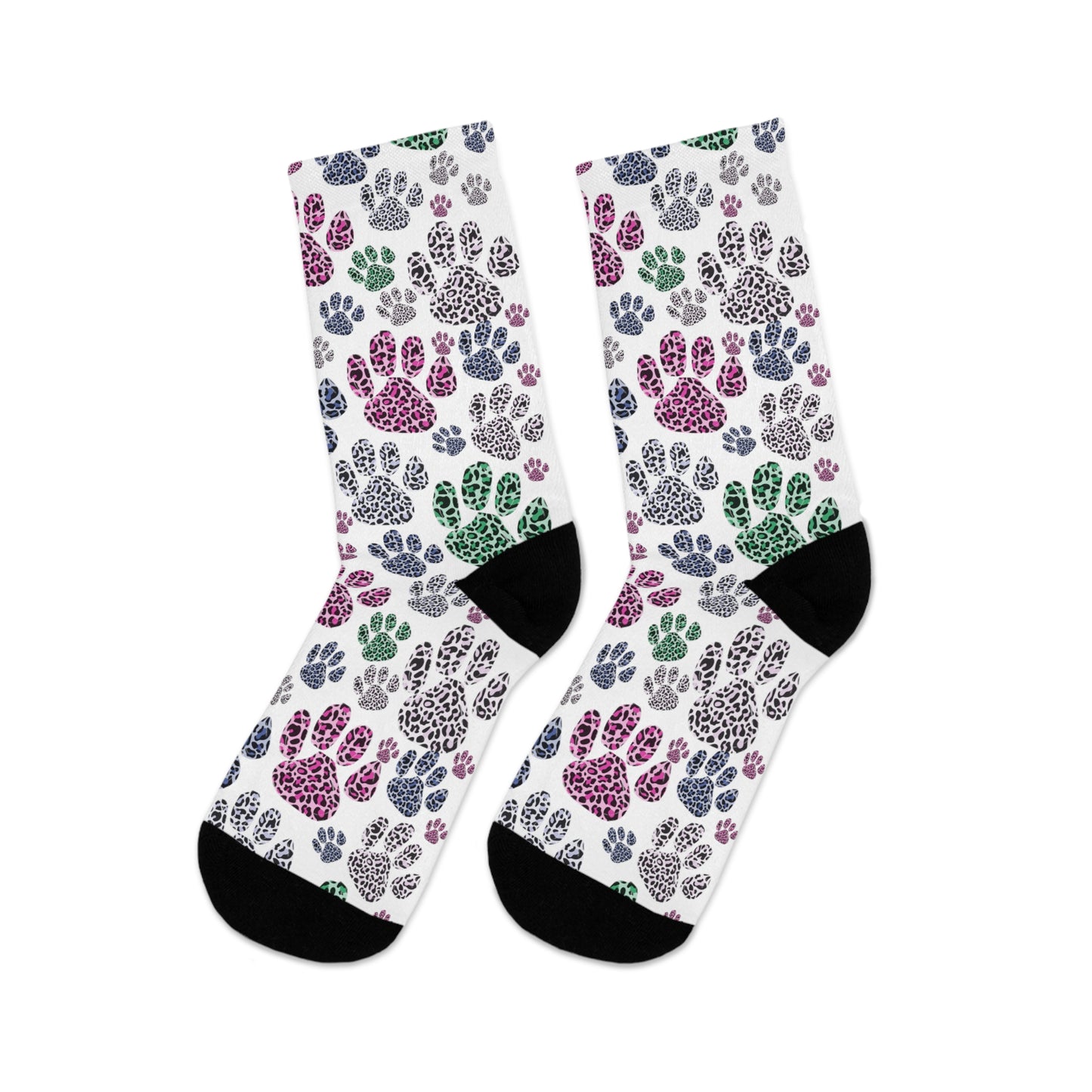 Multicolor Leopard  Pawprint Recycled Poly Socks