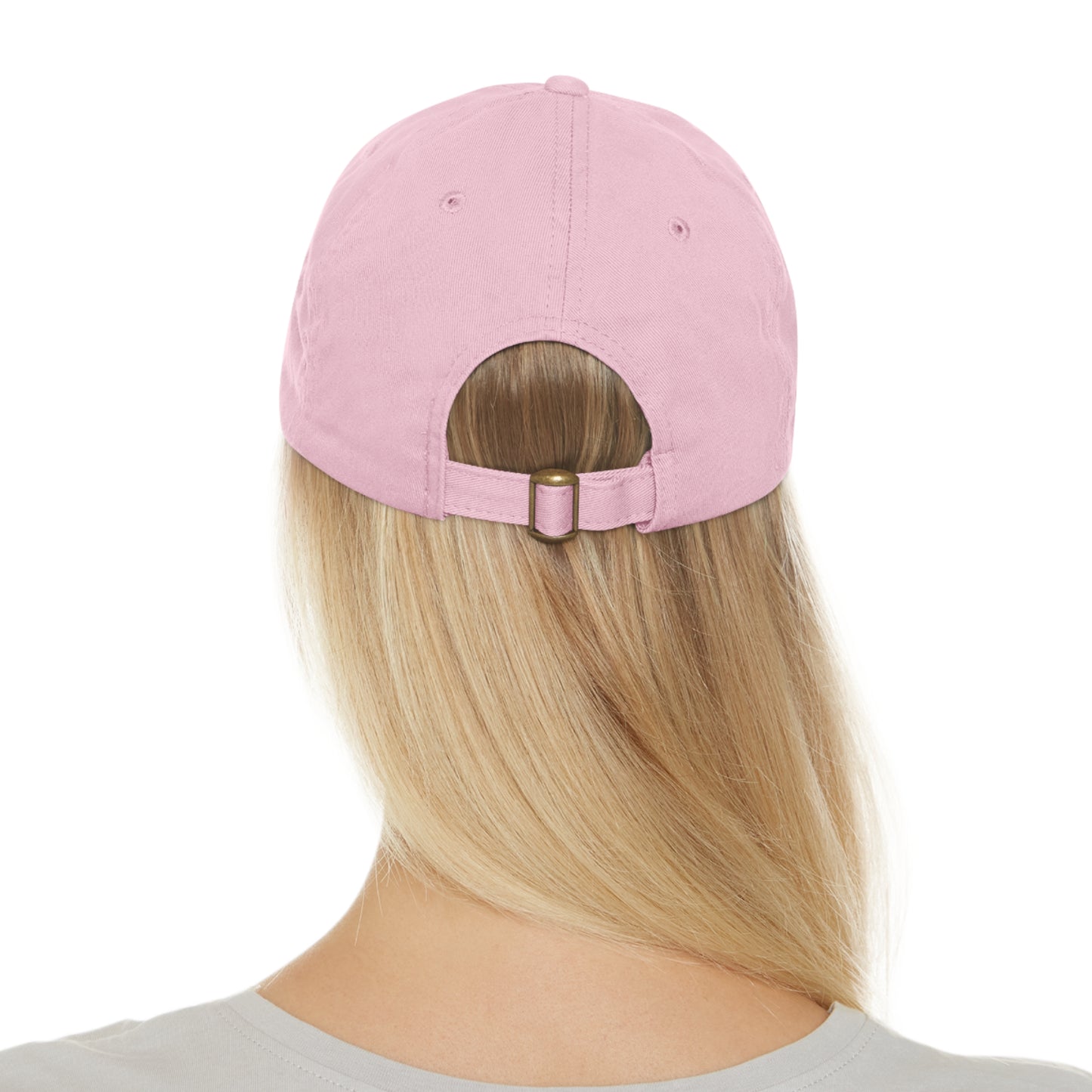 Copy of Unisex Hat with Leather Patch (Round), Black River Search & Rescue Logo, Pink patch