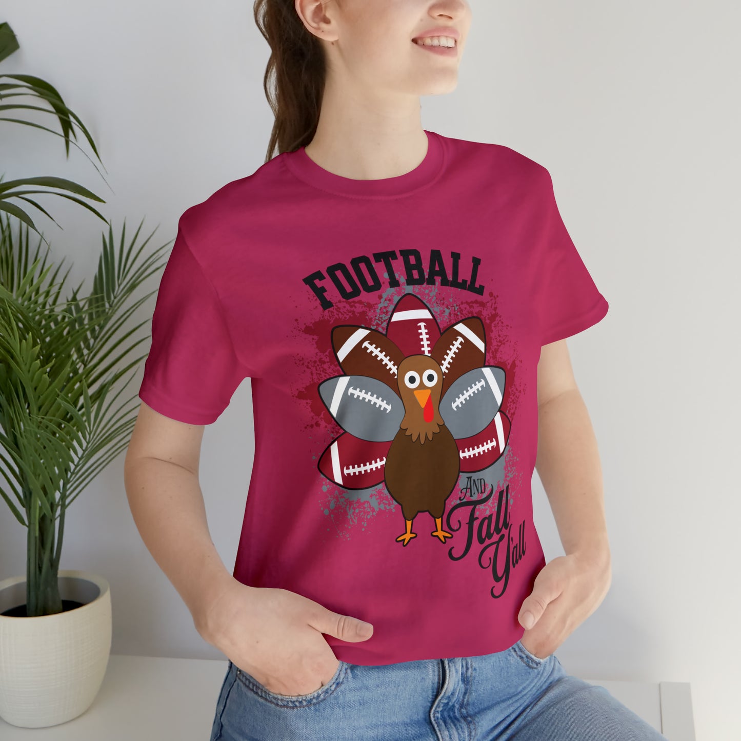 Custom Crimson and Gray Football and Fall Short Sleeve Tee, Football and turkey shirt, Alabama