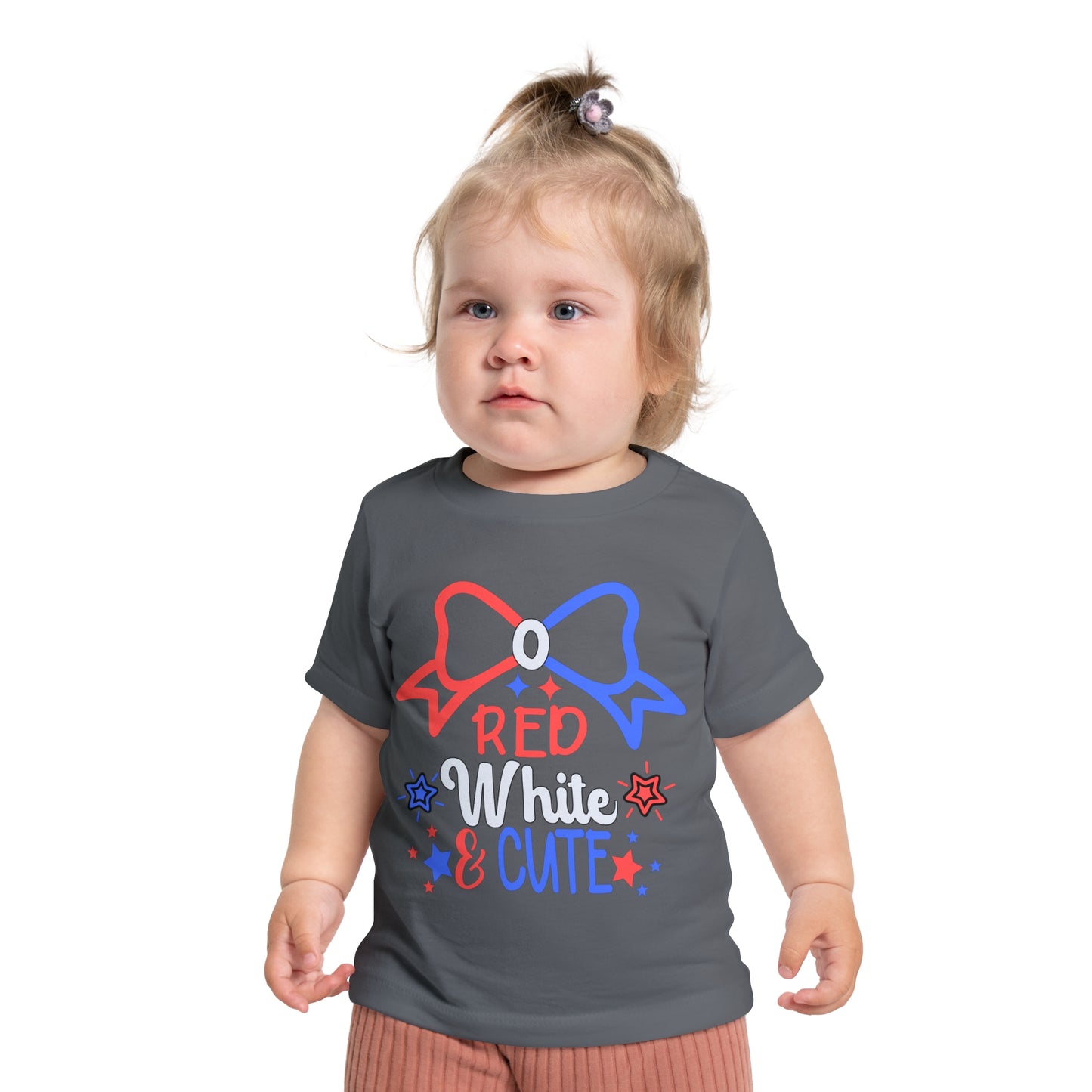 Red White and Cute 4th of July Baby Short Sleeve T-Shirt Patriotic