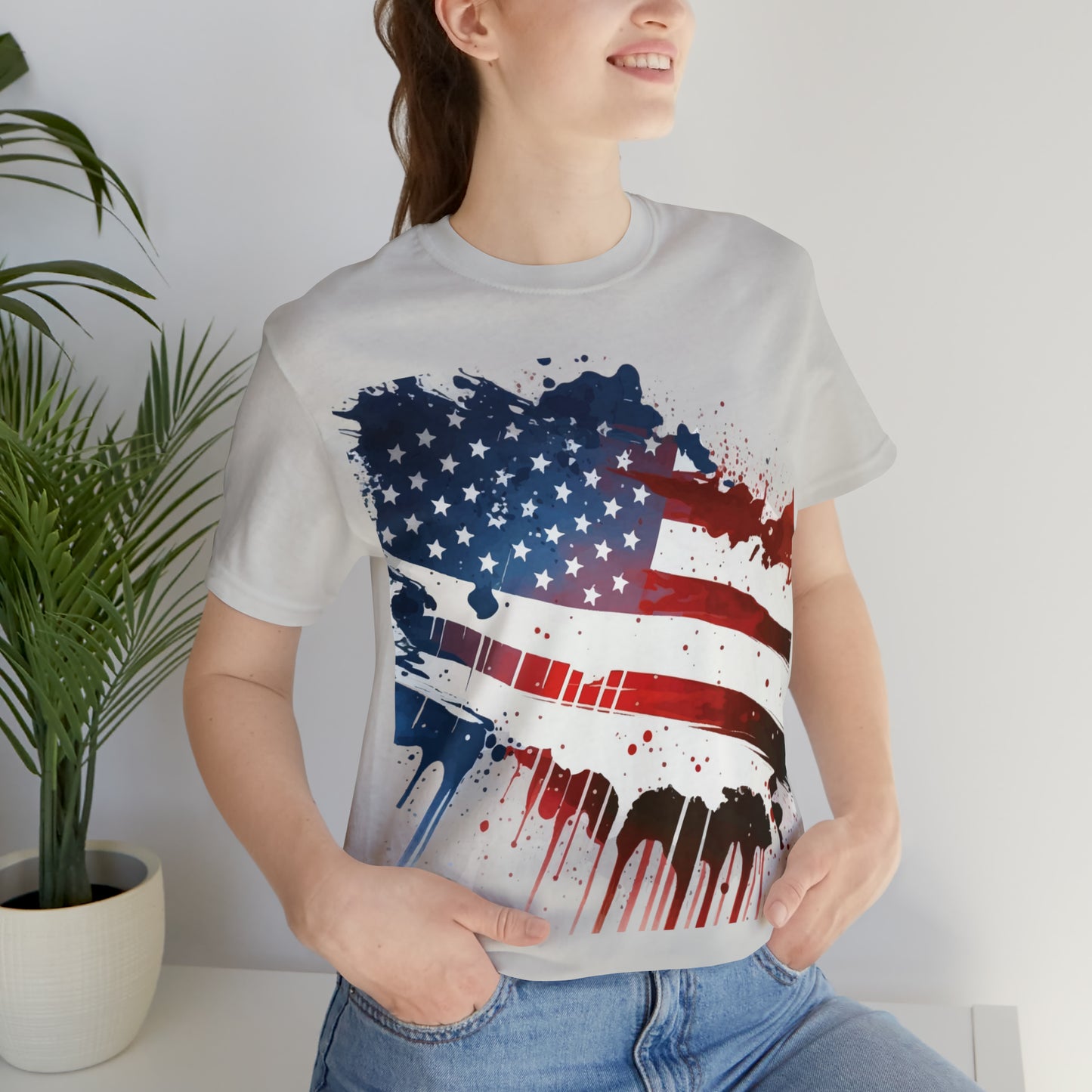 American Flag Unisex Jersey Short Sleeve Tee Patriotic July 4th