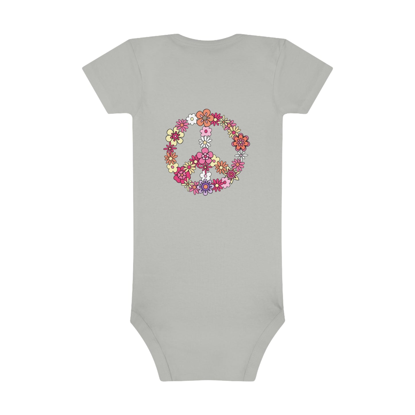 Baby Short Sleeve Onesie®, Peace sign flowers, Retro, Girl Power