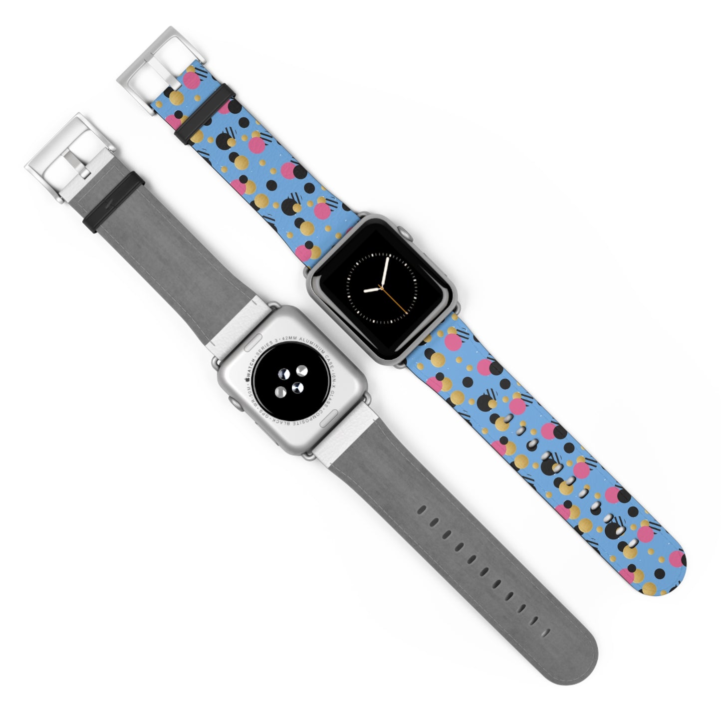 Pink Black Gold Polka Dot light Blue Apple Watch Band