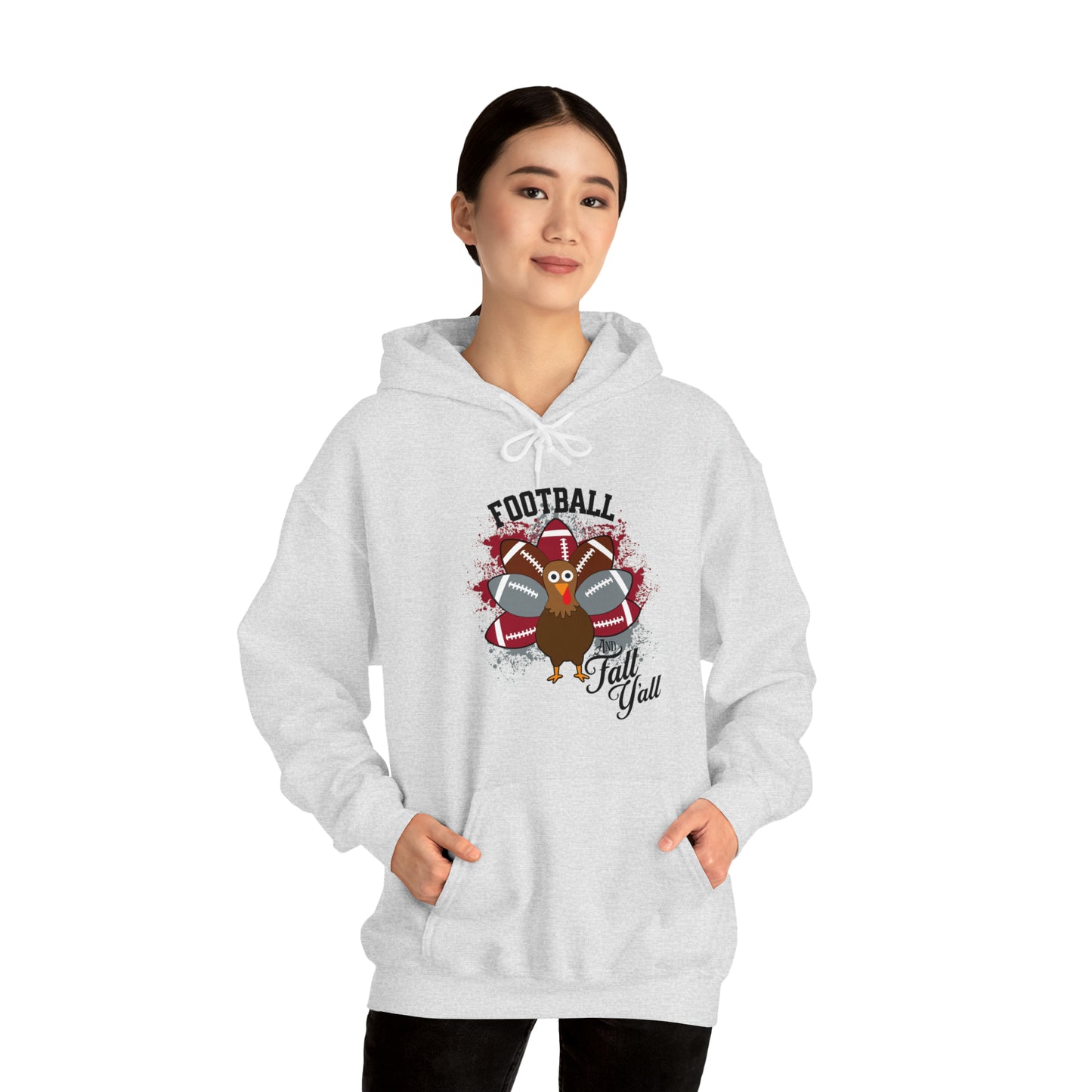 Custom Crimson and Gray Football and Fall Hooded Sweatshirt