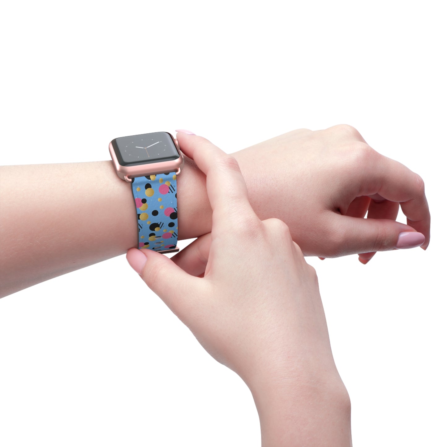 Pink Black Gold Polka Dot light Blue Apple Watch Band