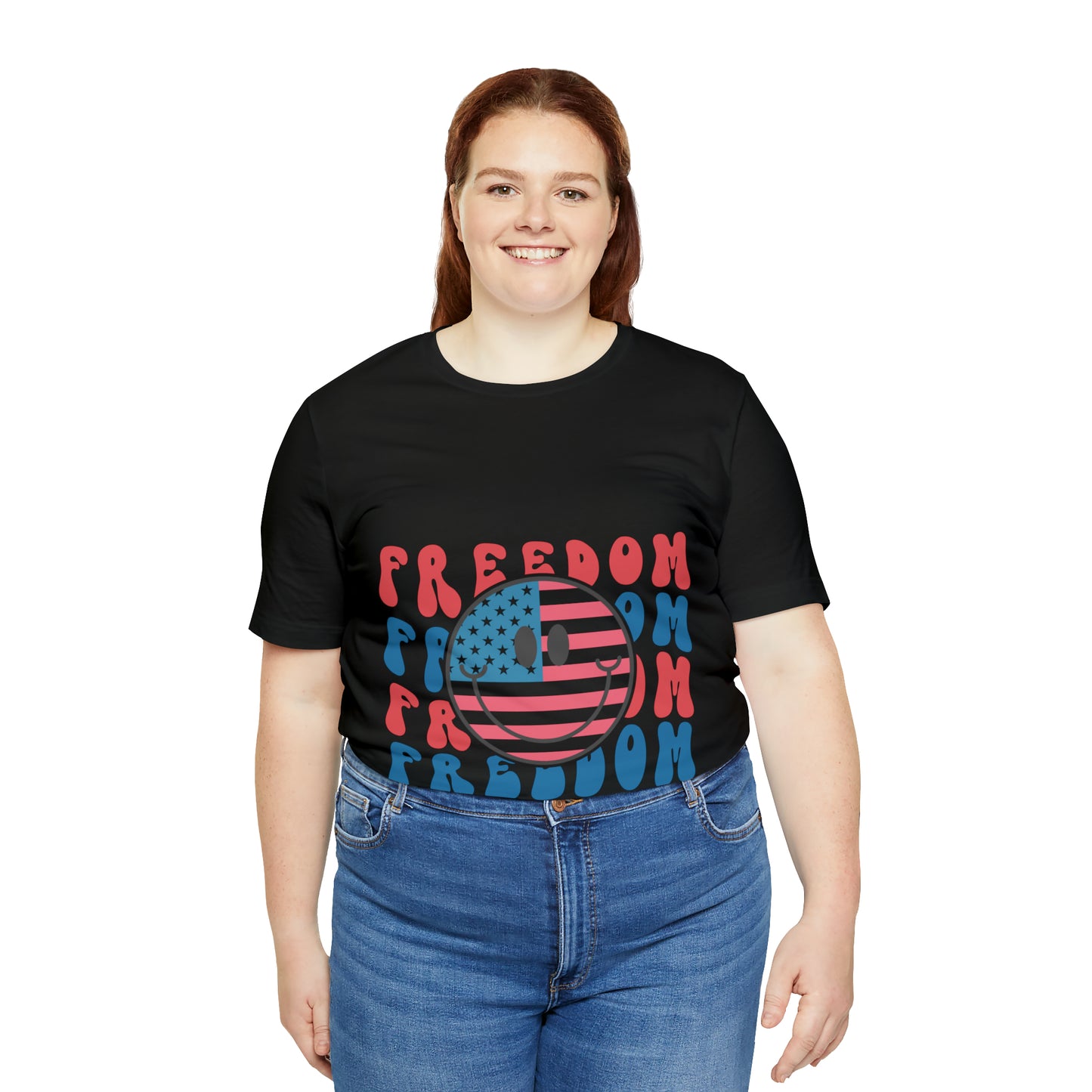Freedom Smiley Face Flag Unisex Jersey Short Sleeve Tee Patriotic American Flag