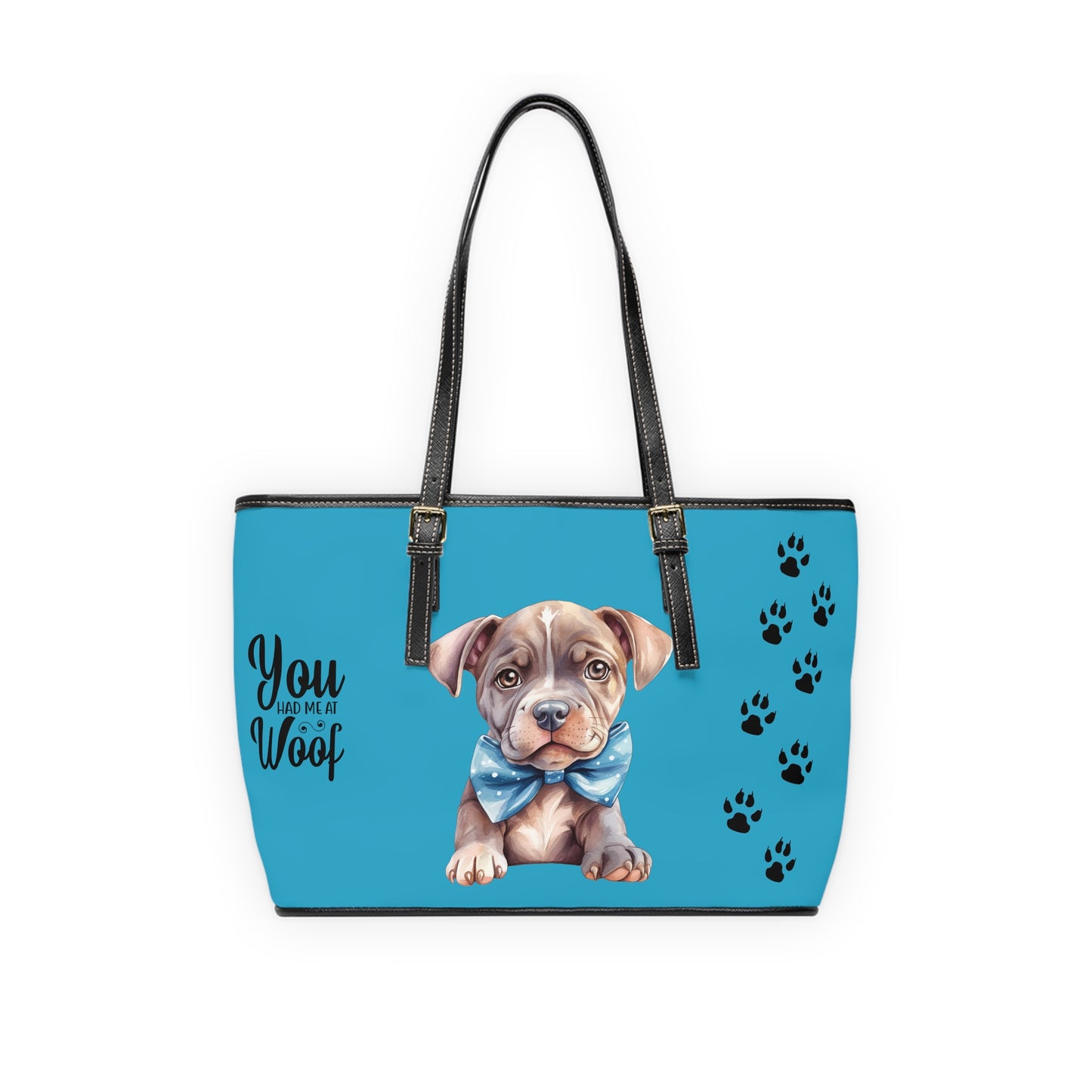 Turquoise Pitbull Leather Shoulder Bag You had me at Woof Stay Pawsitive