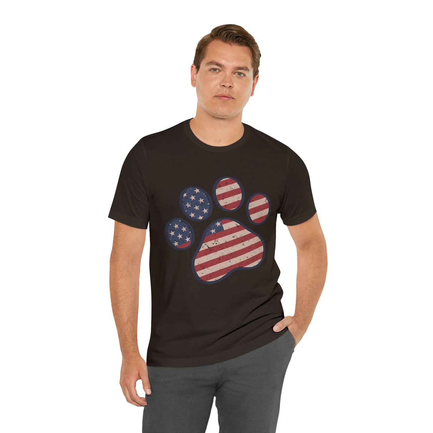 4th of July Pawprint Unisex Jersey Short Sleeve Tee Patriotic American Flag