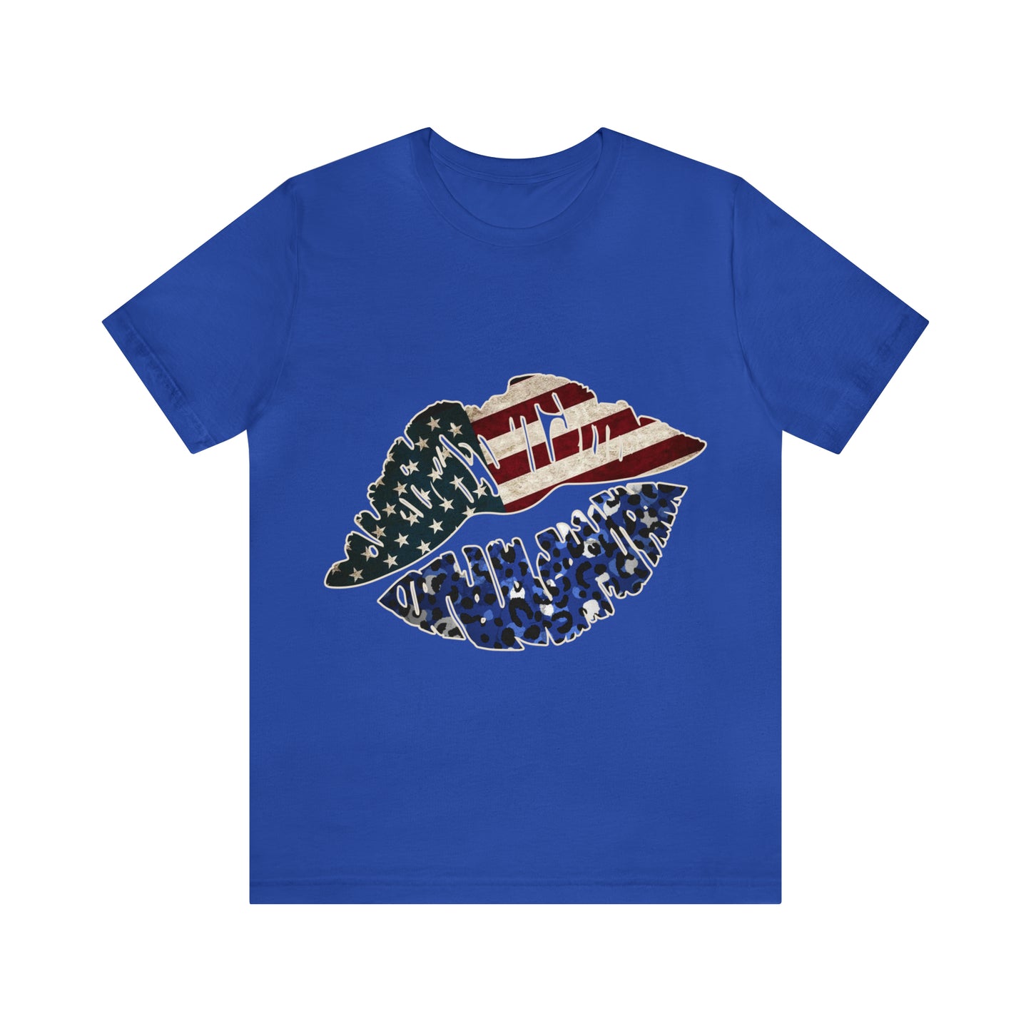 American Flag Lips 4th of July Unisex Jersey Short Sleeve Tee Patriotic Retro