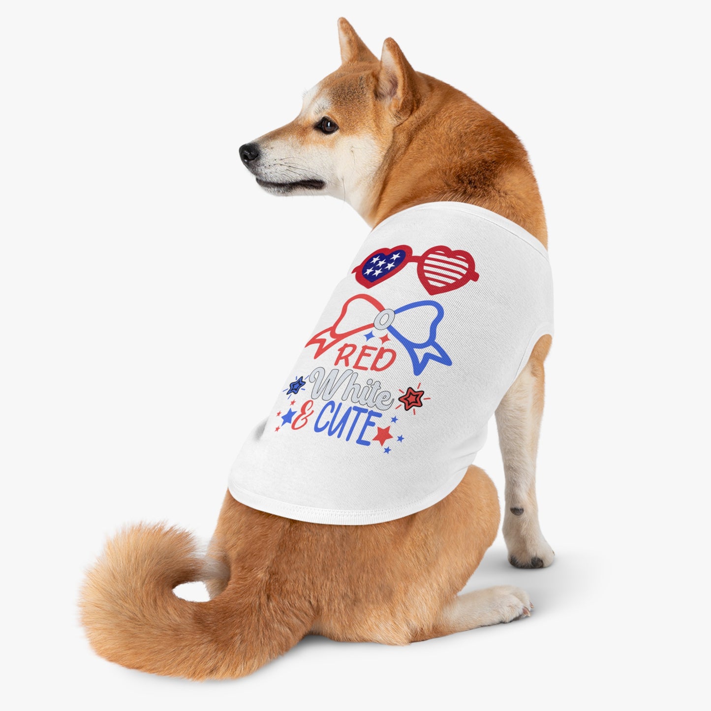 Patriotic Pet shirt 4th of July Red White and Cute Sunglasses