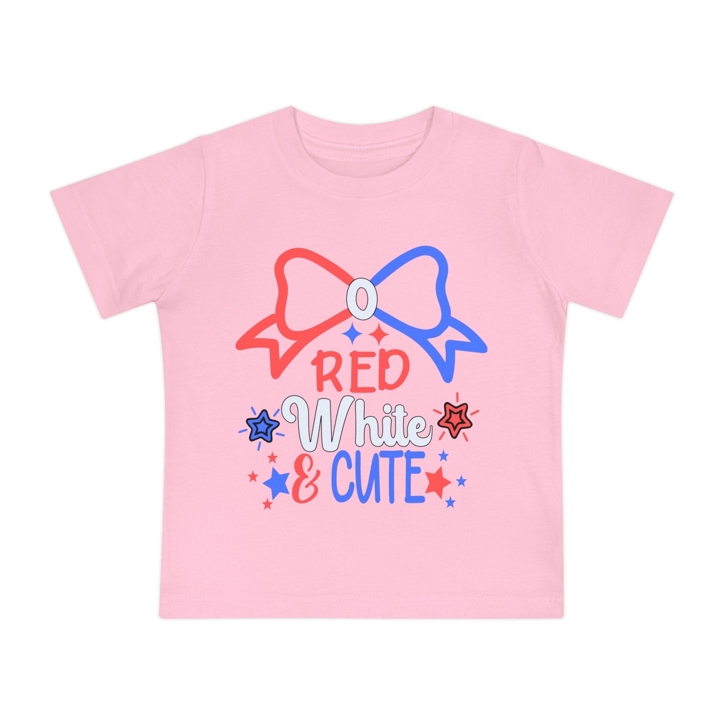 Red White and Cute 4th of July Baby Short Sleeve T-Shirt Patriotic