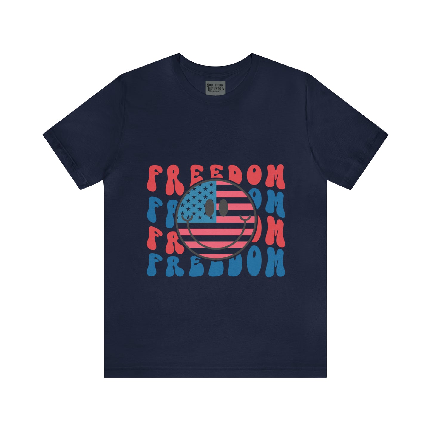 Freedom Smiley Face Flag Unisex Jersey Short Sleeve Tee Patriotic American Flag