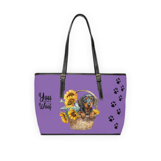 Light purple Dachshund Leather Shoulder Bag You Had Me at Woof Stay Pawsitive