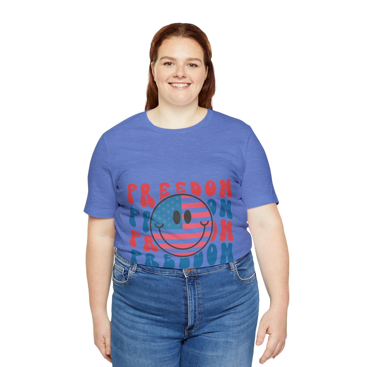 Freedom Smiley Face Flag Unisex Jersey Short Sleeve Tee Patriotic American Flag