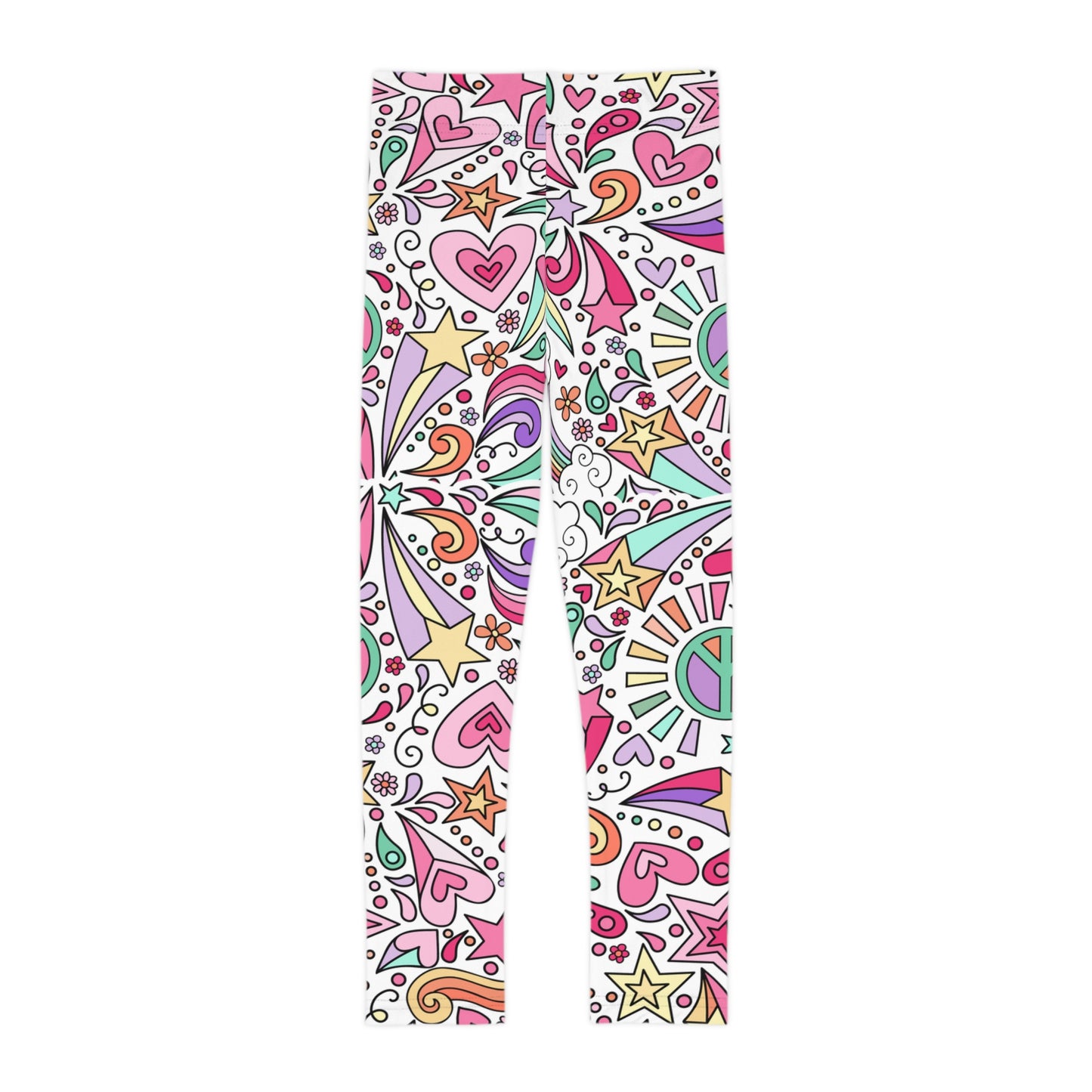 Kids Leggings Pastel retro design with peace sign and stars